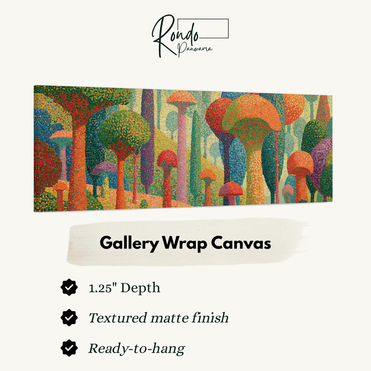 Teal mushroom woodland gallery wrap canvas with the image wrapped around the edges