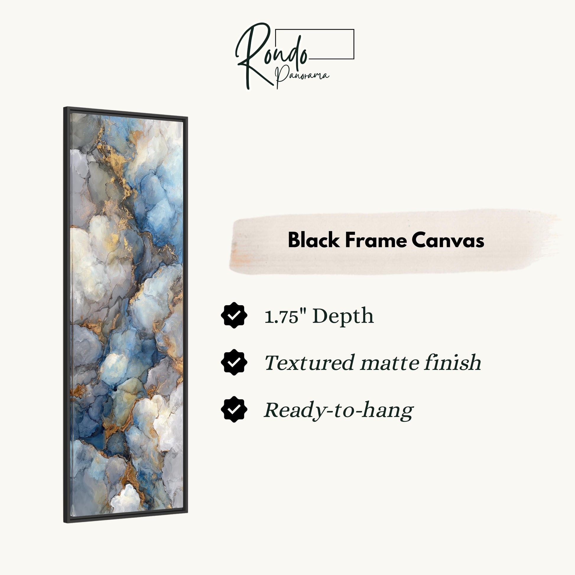 The image is a black frame canvas with a textured matte finish, measuring 1.75" in depth and ready to hang.