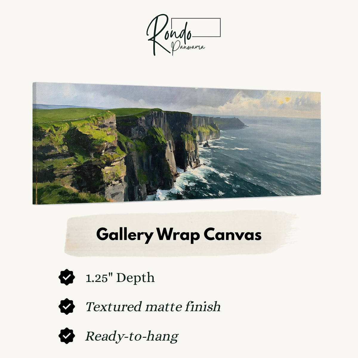 Emerald sea cliffs gallery wrap canvas with the image wrapped around the edges