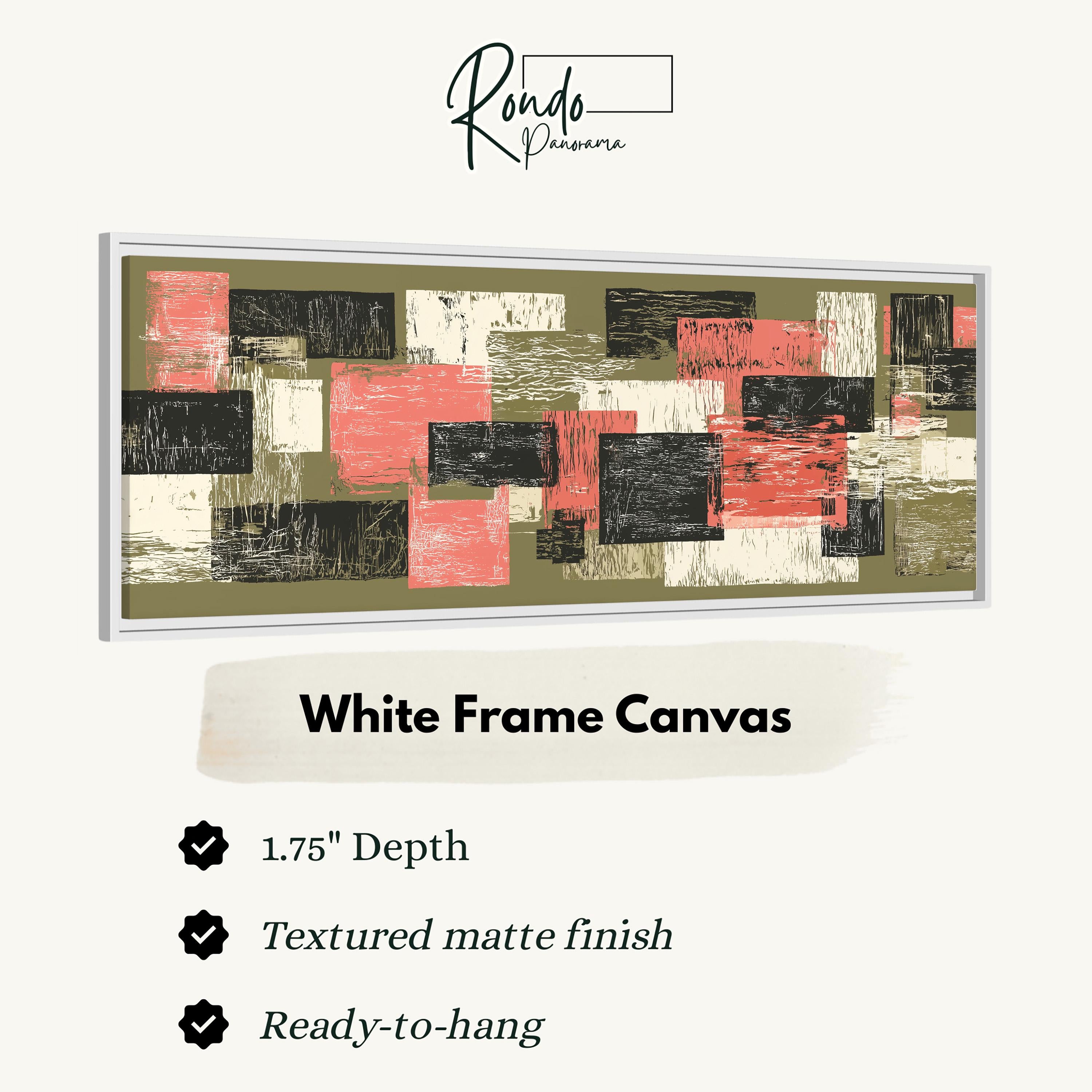 The image is a framed artwork featuring a textured matte finish and a white frame. The artwork has a 1.75" depth and is ready to hang.