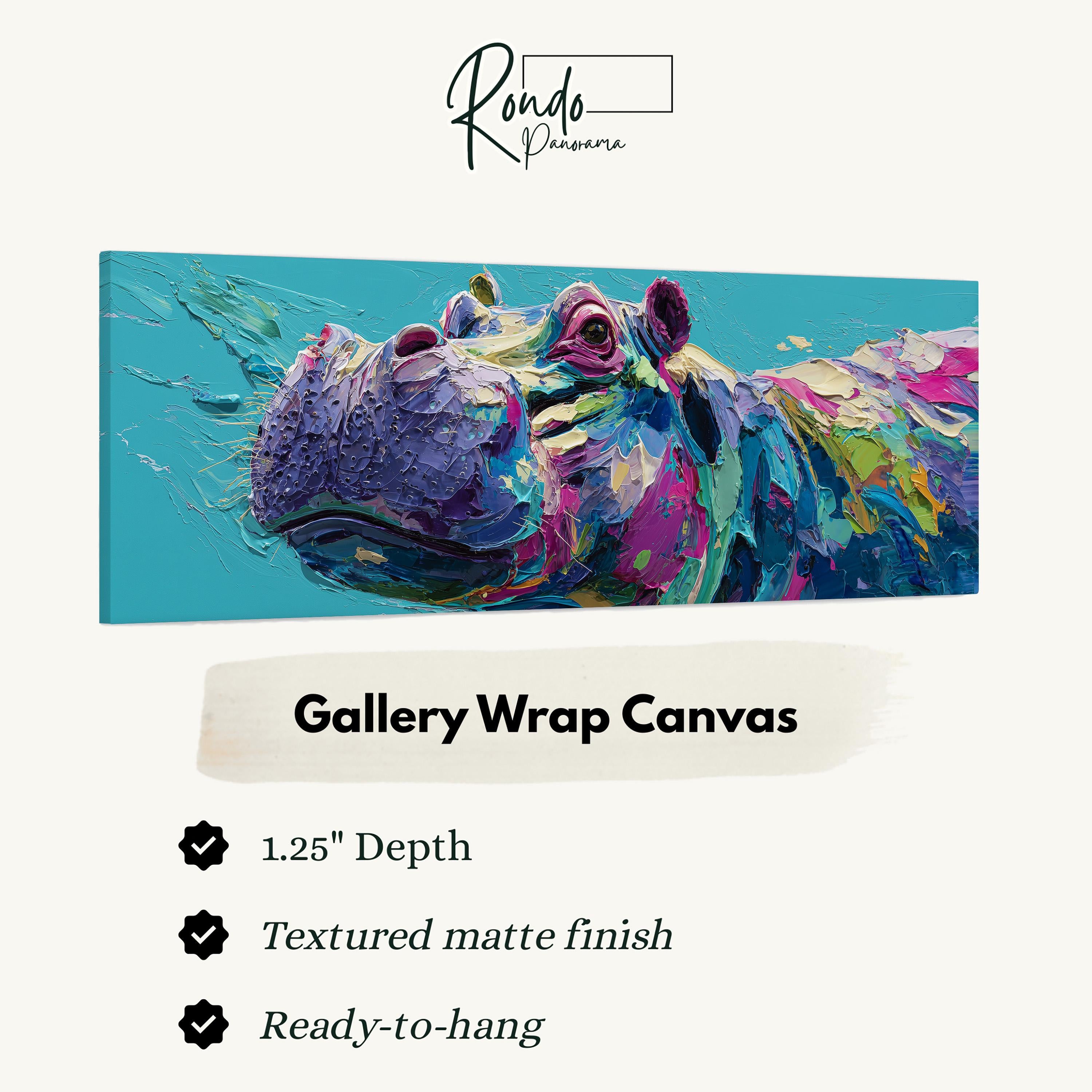 Abstract Hippo - Wide Panoramic Canvas