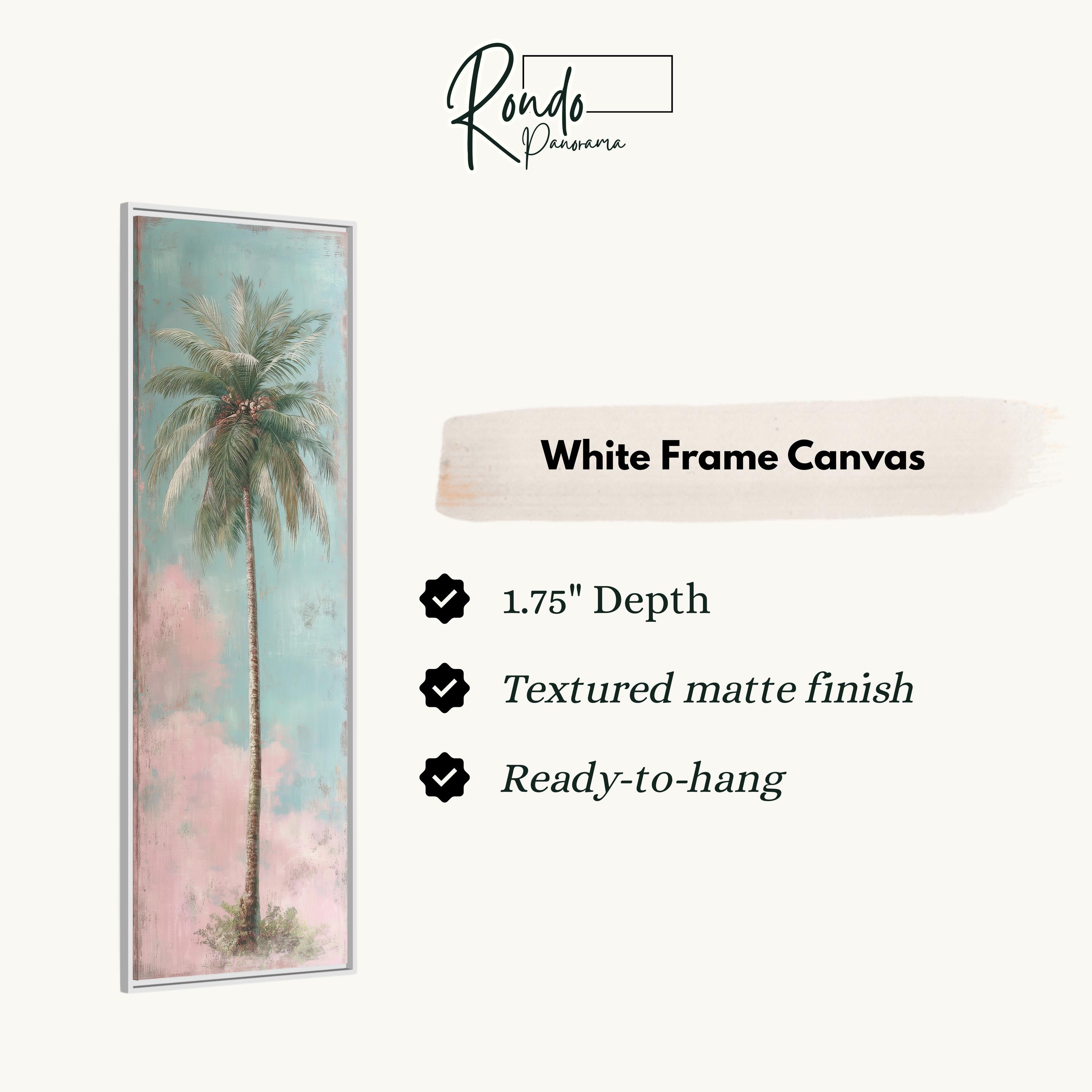 The image is a white frame canvas depicting a palm tree.