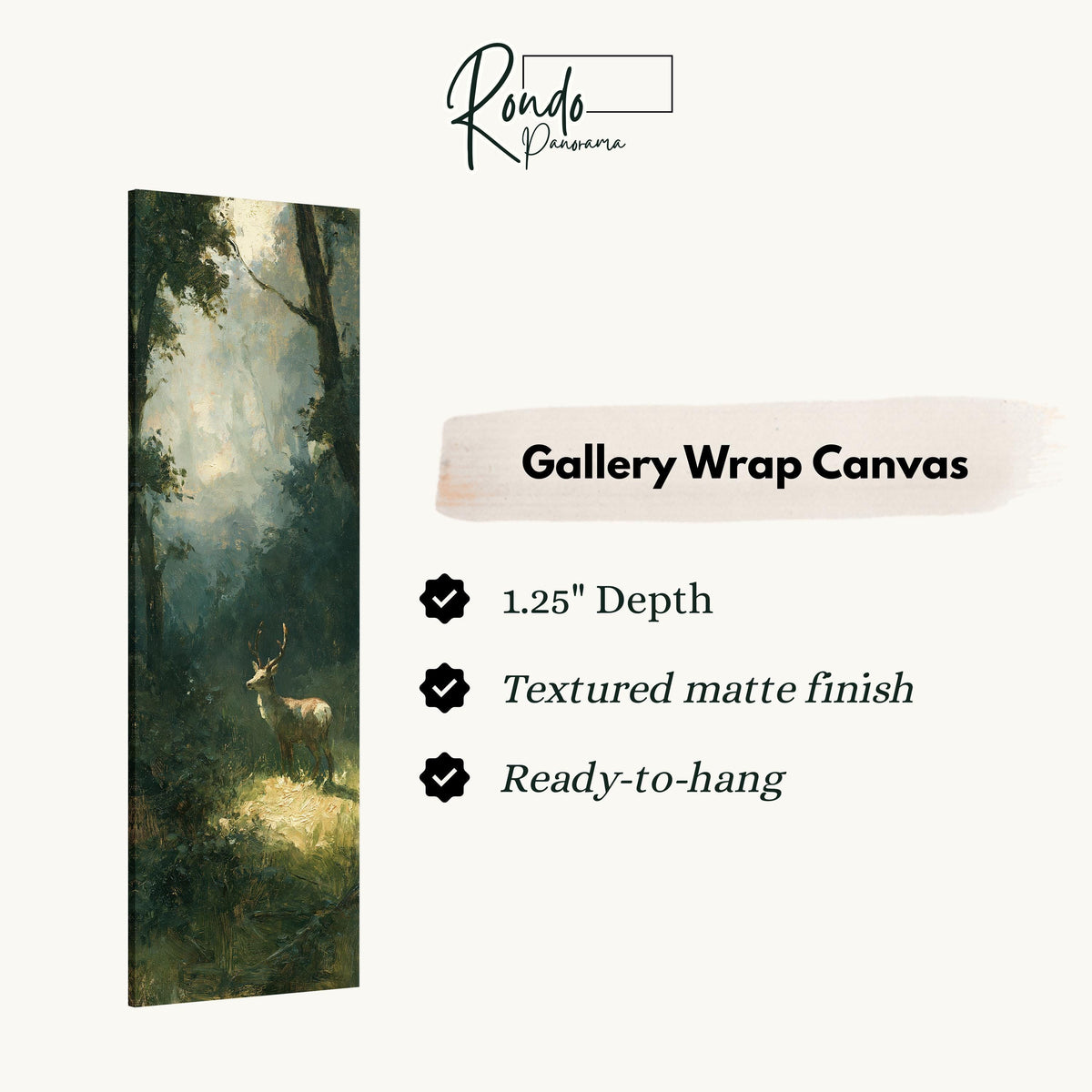 Deer in a misty forest glade gallery wrap canvas with the image wrapped around the edges