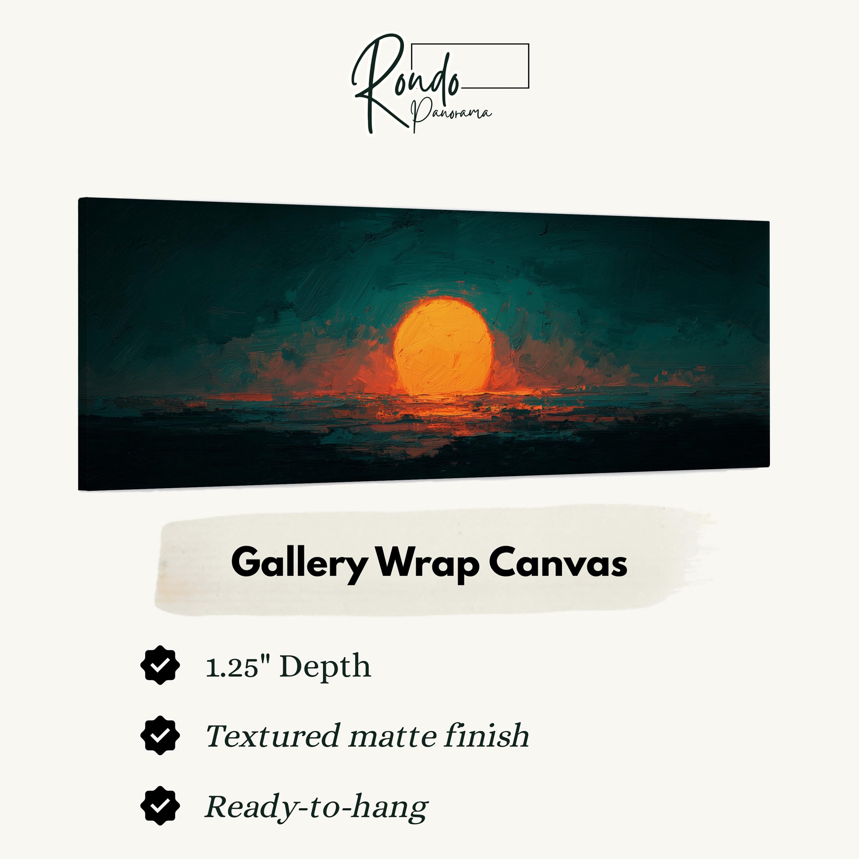 Moody Abstract Sunset - Long Panoramic Framed Canvas Art