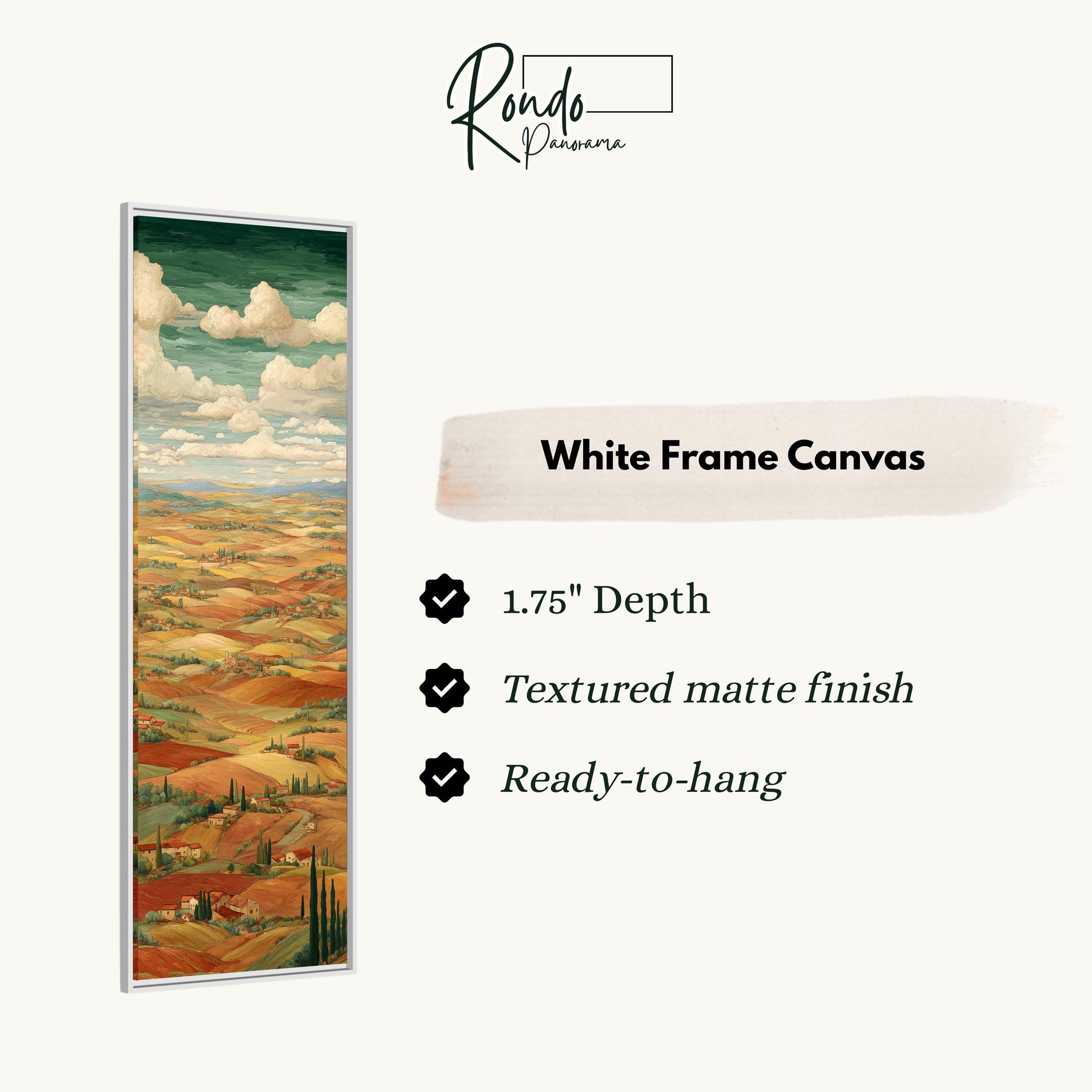 The image is a white frame canvas depicting a landscape with rolling hills and a cloudy sky.