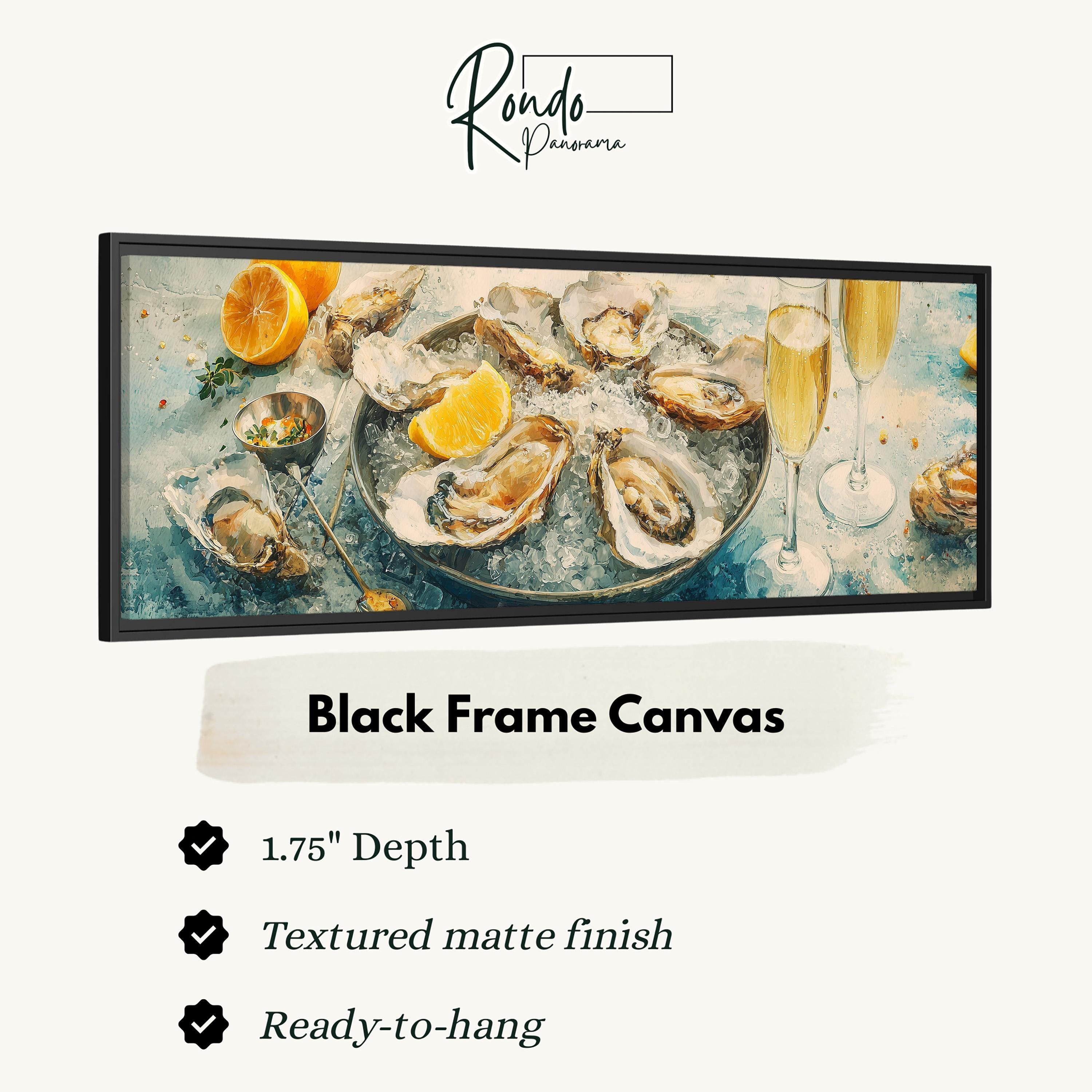 Oyster Seafood Art - Wide Panoramic Canvas