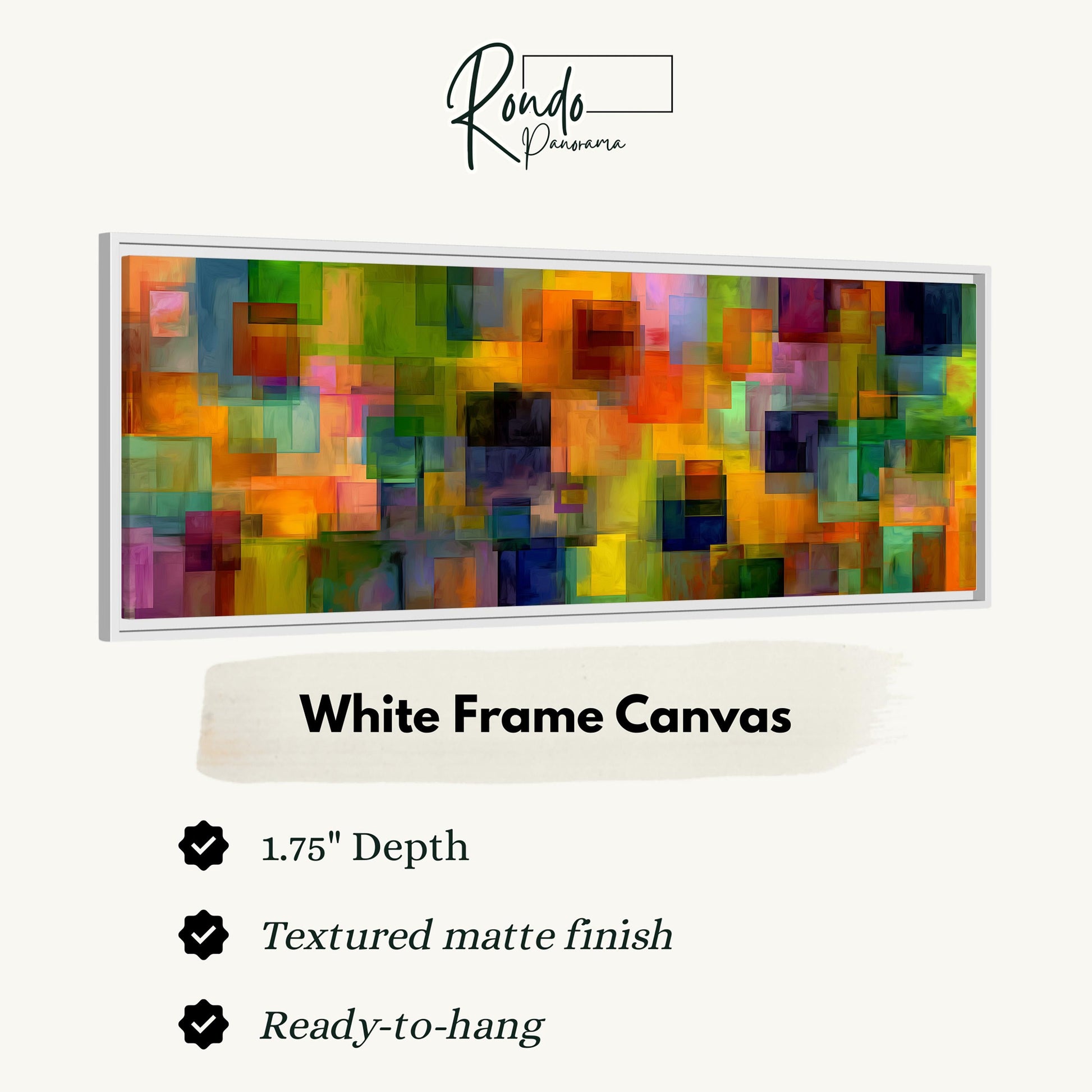 The image is a white frame canvas with a vibrant abstract painting on it.