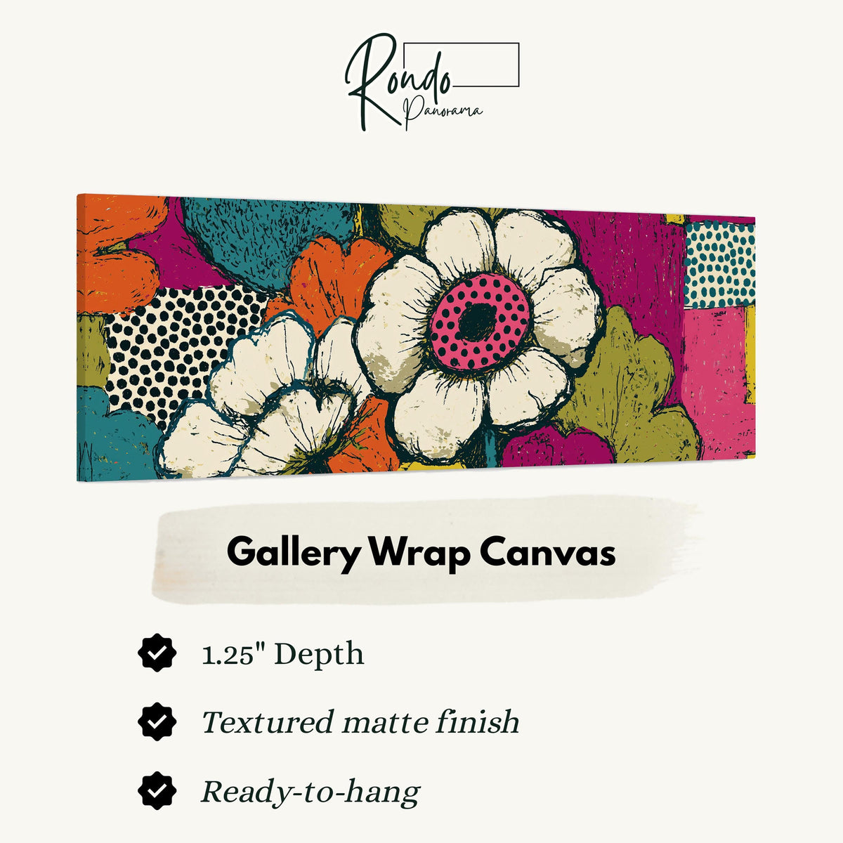 Bold pop blossoms gallery wrap canvas with the image wrapped around the edges