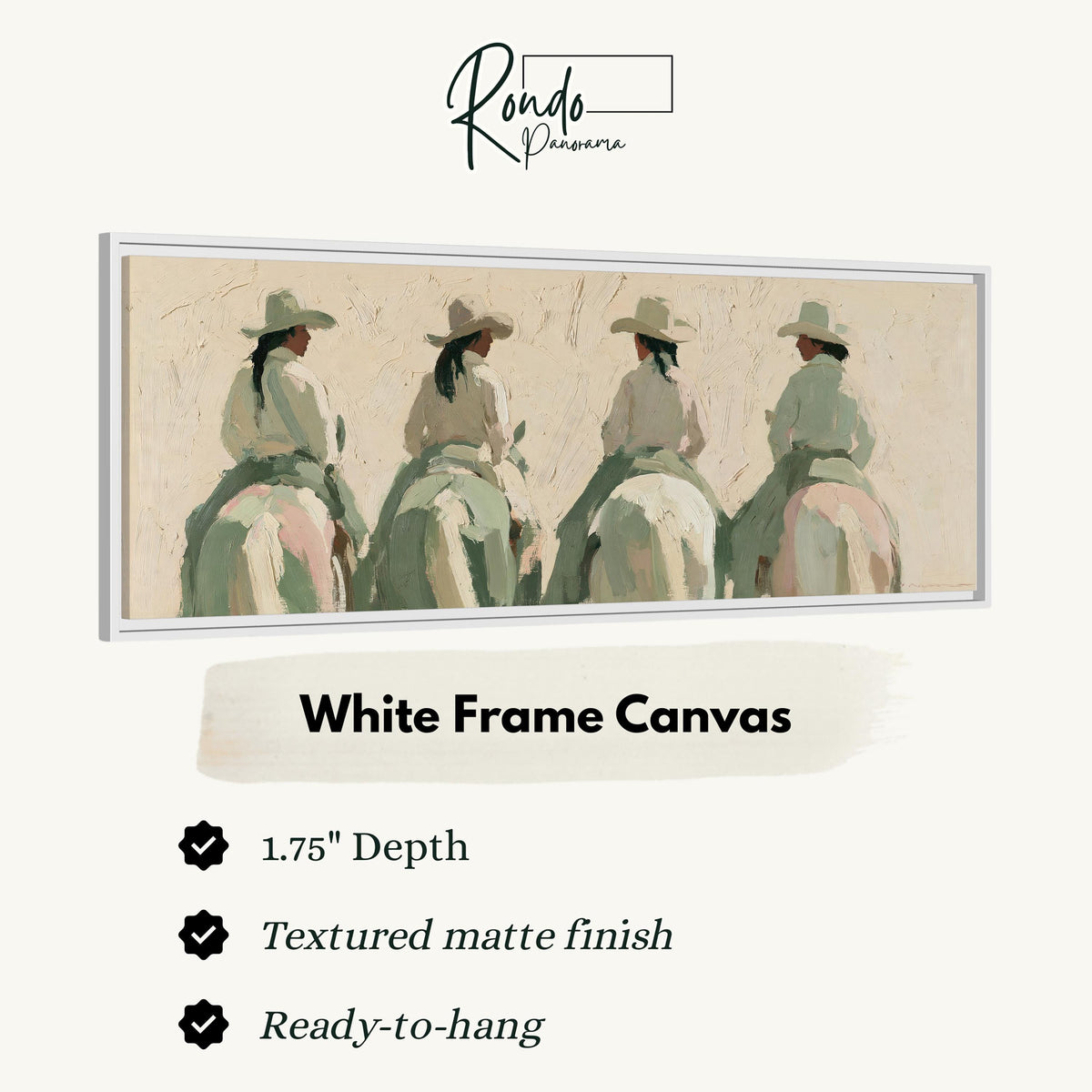 Cowgirl trail riders canvas print in a white floating frame