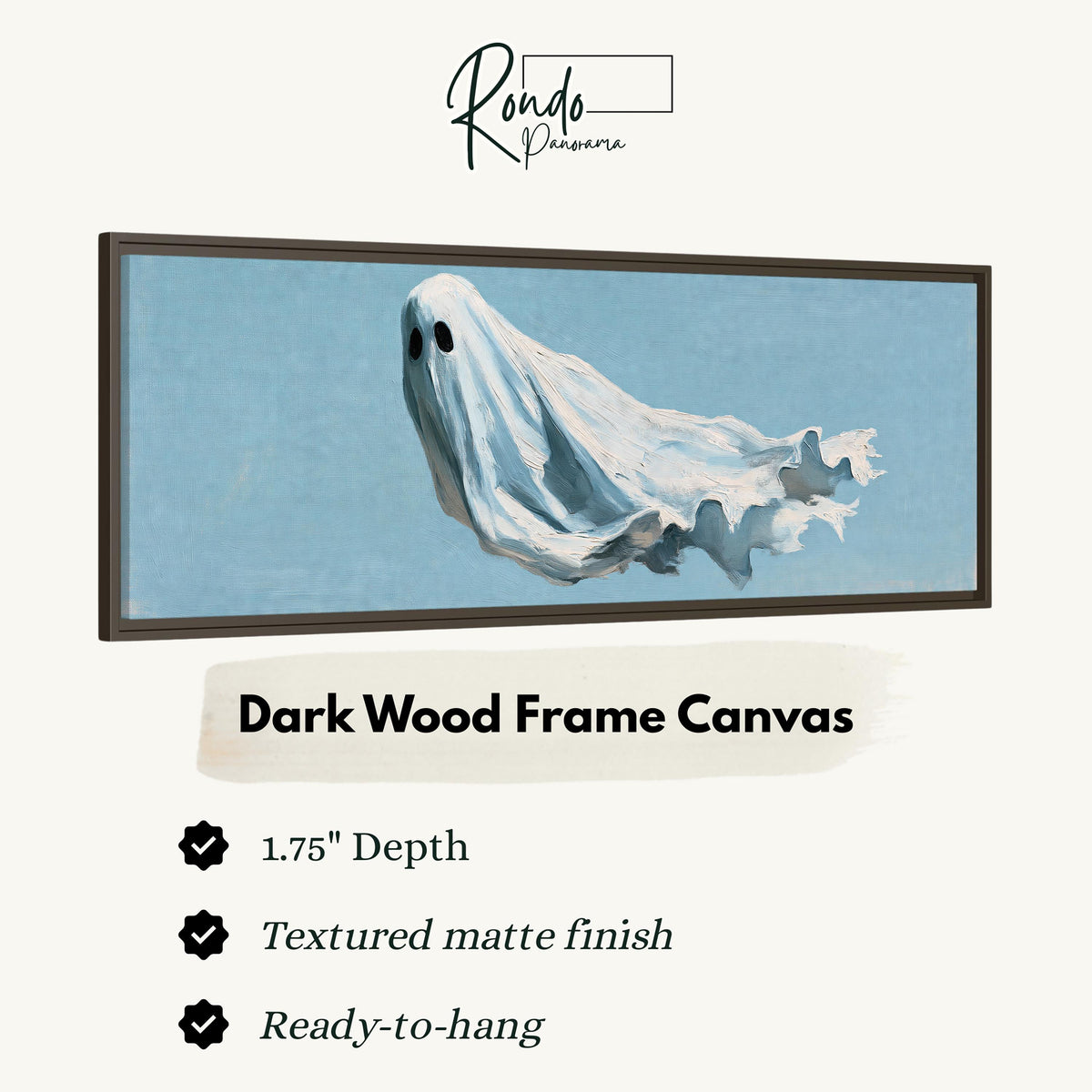 Drifting ghost spirit canvas print in a dark wood floating frame