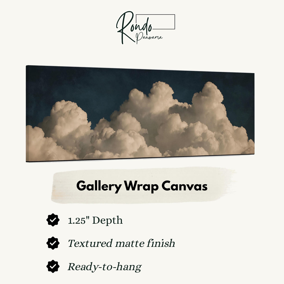 Cumulus clouds against a dark night sky gallery wrap canvas with the image wrapped around the edges