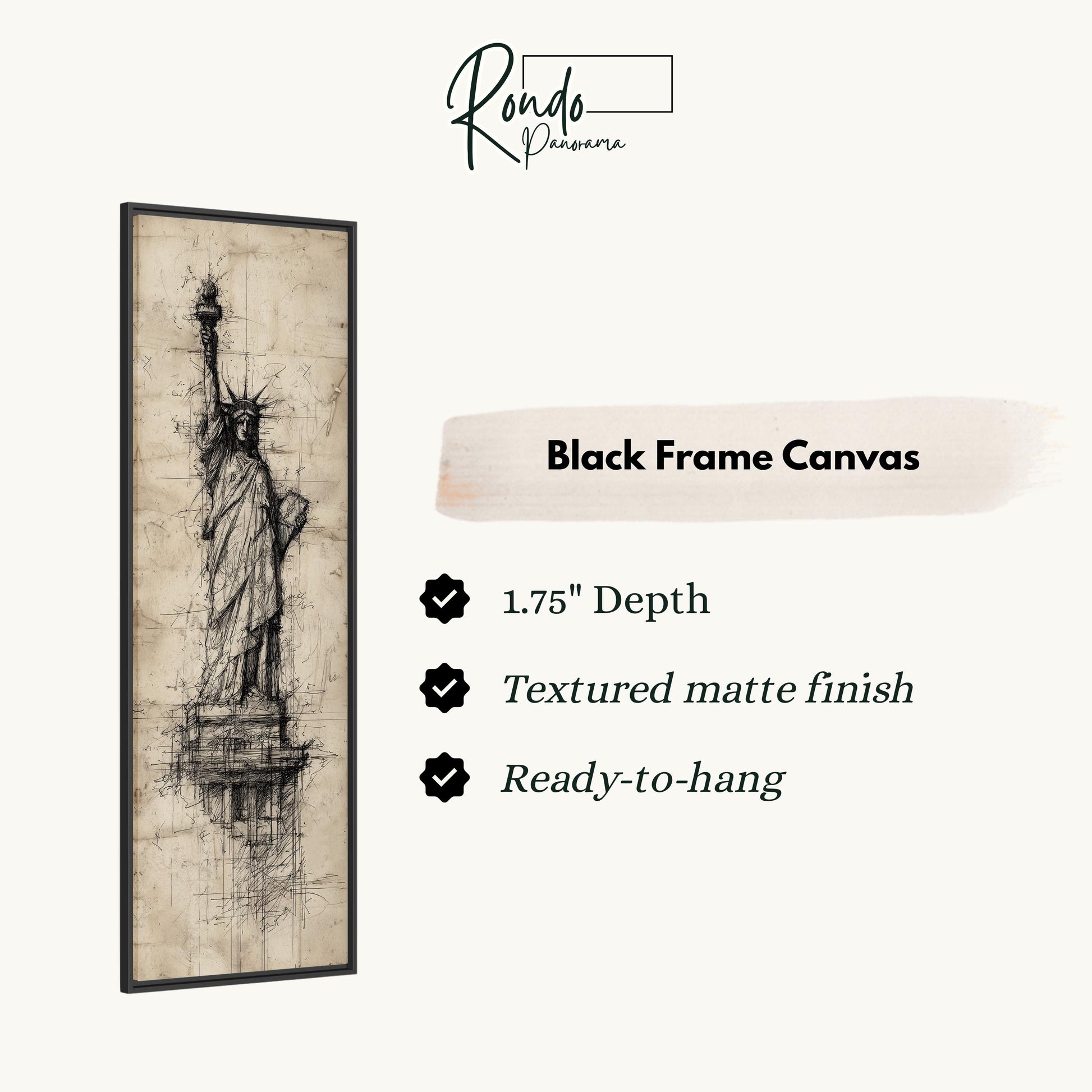 The image is a black frame canvas depicting the Statue of Liberty.