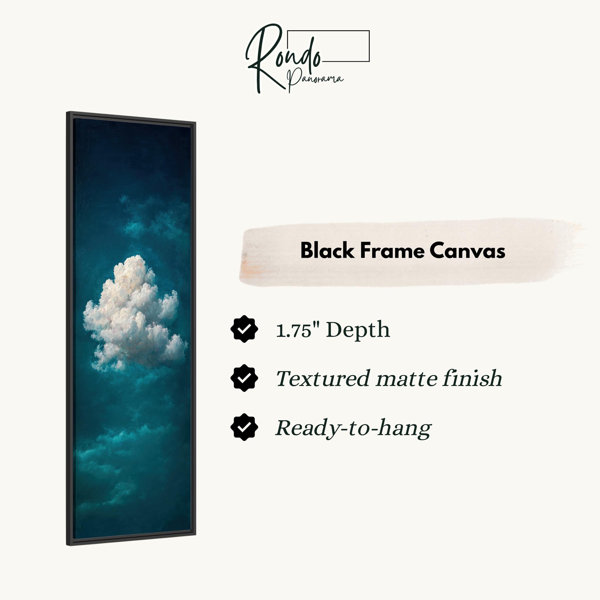 The image is a black frame canvas with a close-up of a cloud in the sky.