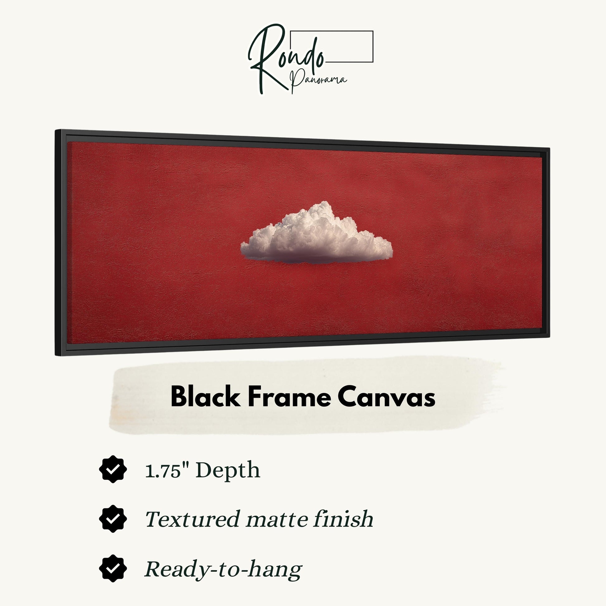 The image is a black frame canvas with a red background and a single white cloud.