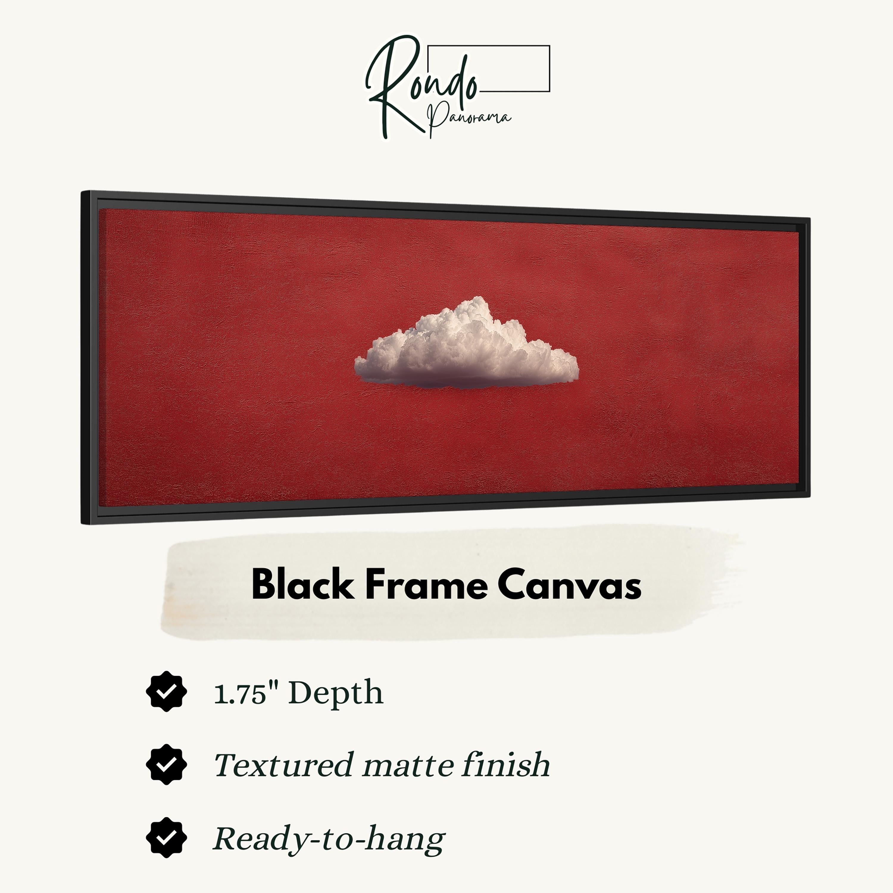 The image is a black frame canvas with a red background and a single white cloud.