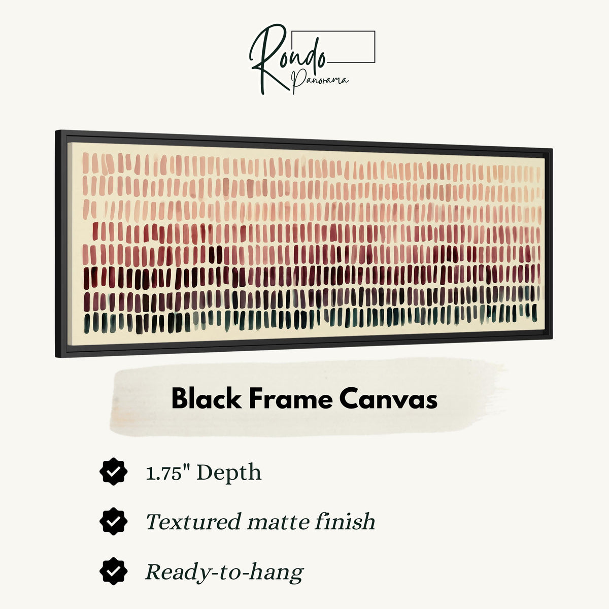Brushmarks fading from blush to deep maroon canvas print in a black floating frame