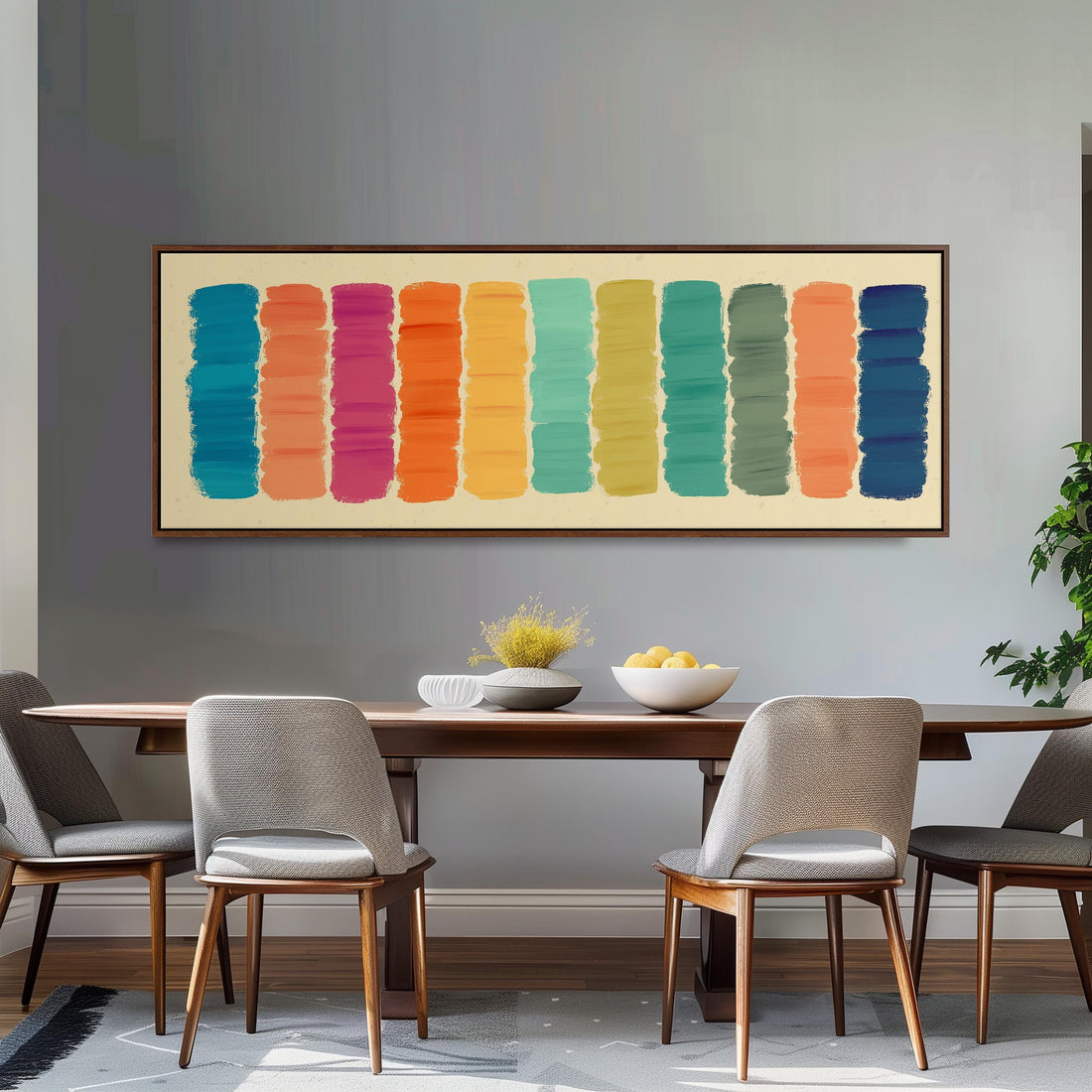 Colorful Stripes - Long Horizontal Panoramic Framed Canvas