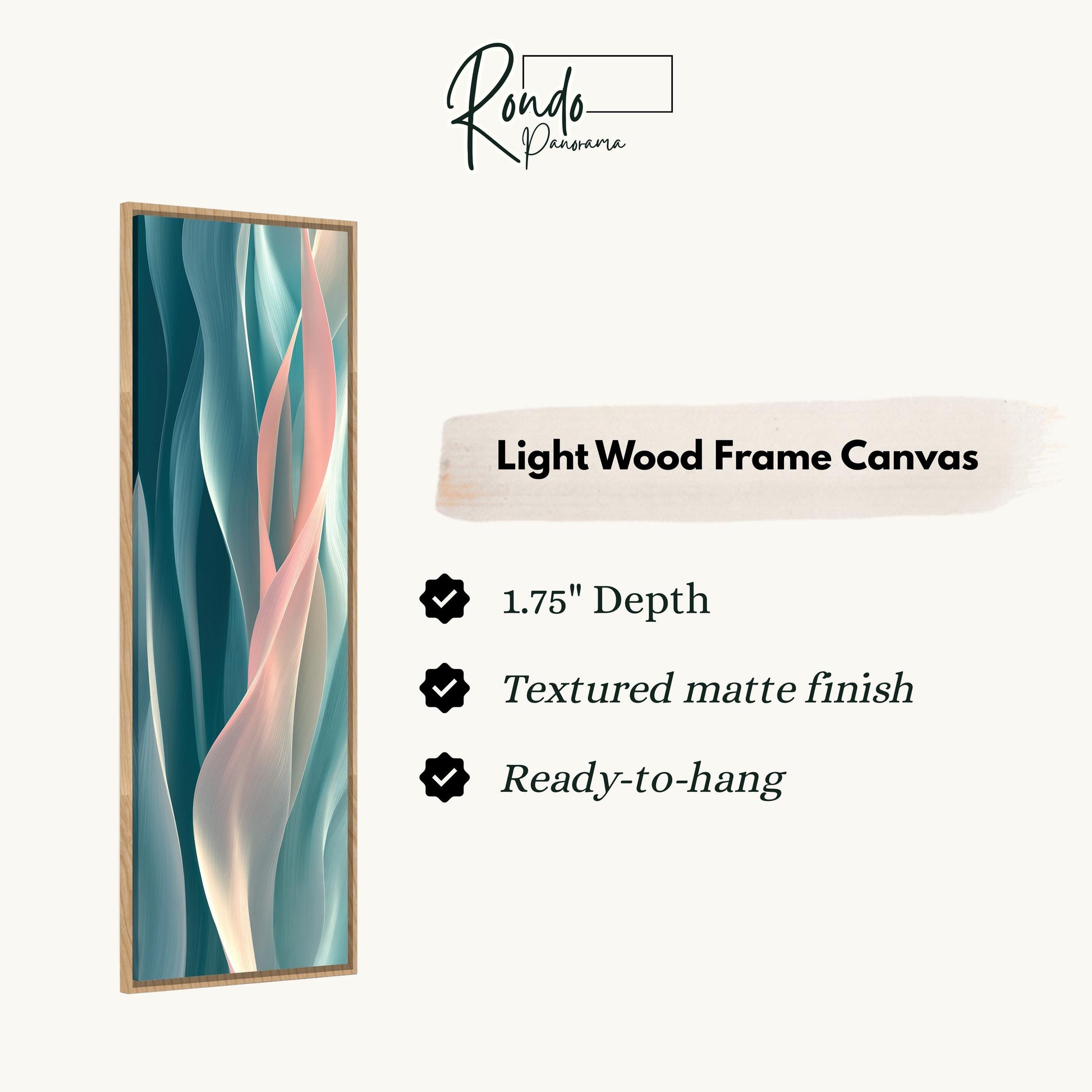 The image is a light wood frame canvas with a 1.75" depth, textured matte finish, and ready-to-hang feature.