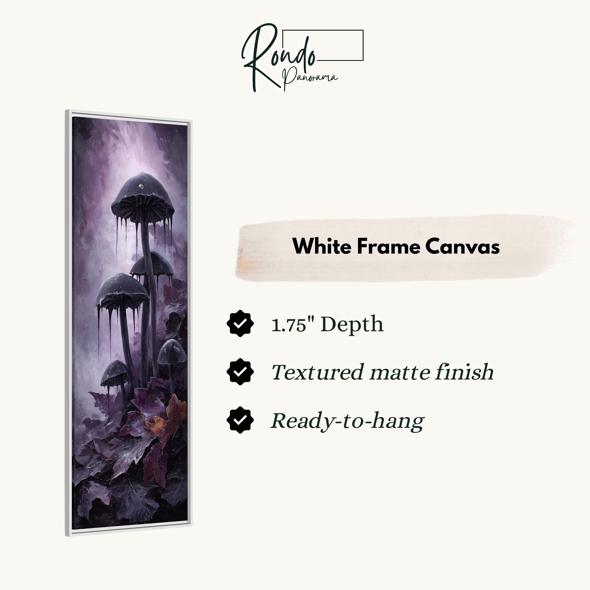 The image is a white frame canvas depicting a mushroom-like creature with purple and black elements, possibly a mushroom or a similar fungi-like structure.