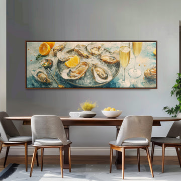 Oyster Seafood Art - Wide Panoramic Canvas