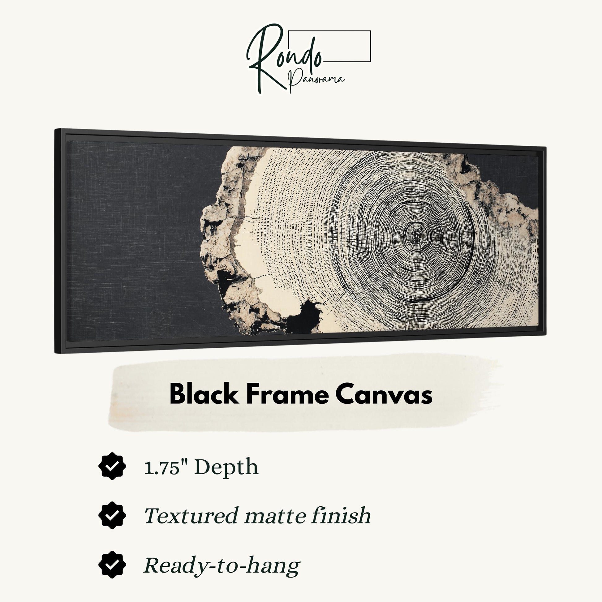 The image is a black frame canvas with a tree trunk image on it.