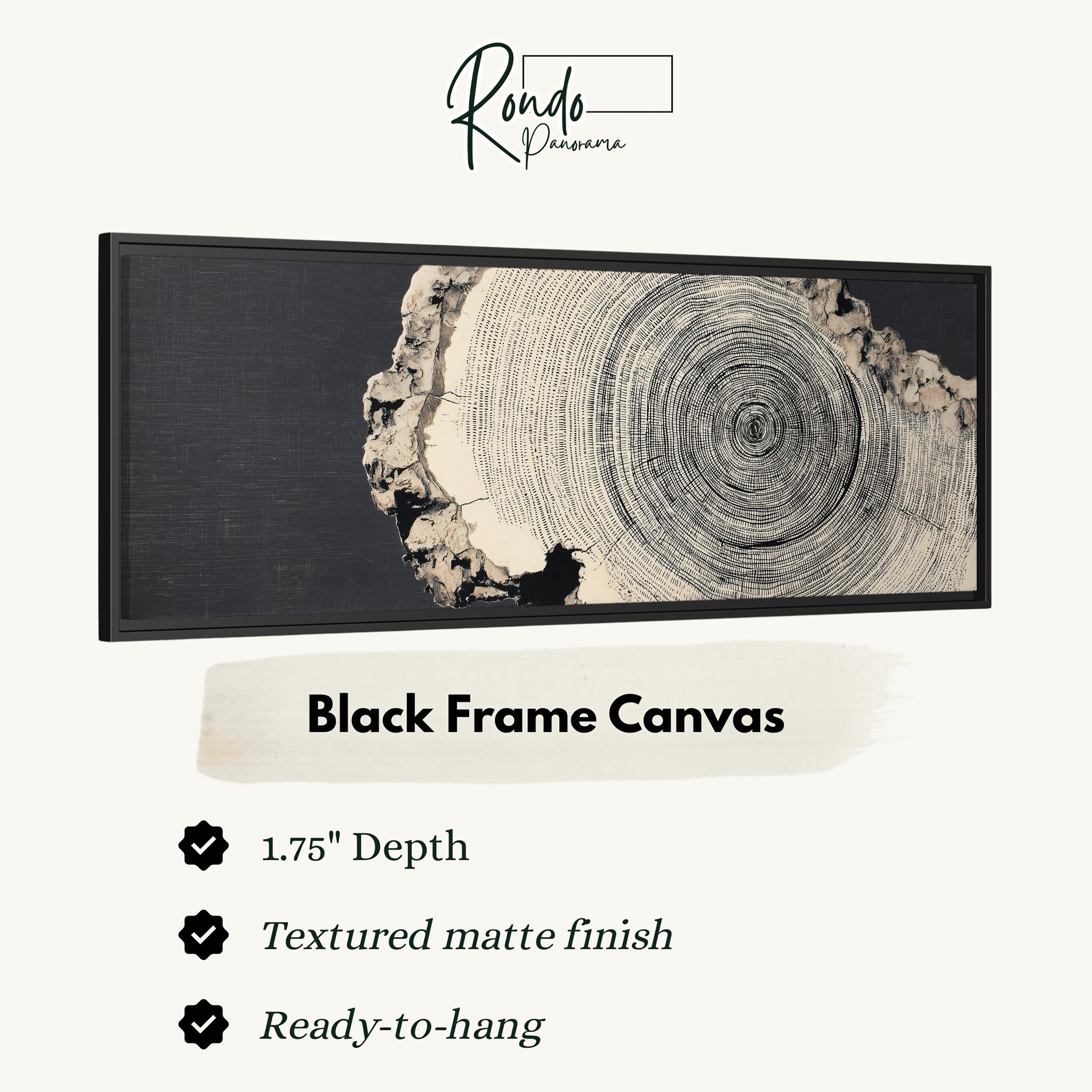 The image is a black frame canvas with a tree trunk image on it.