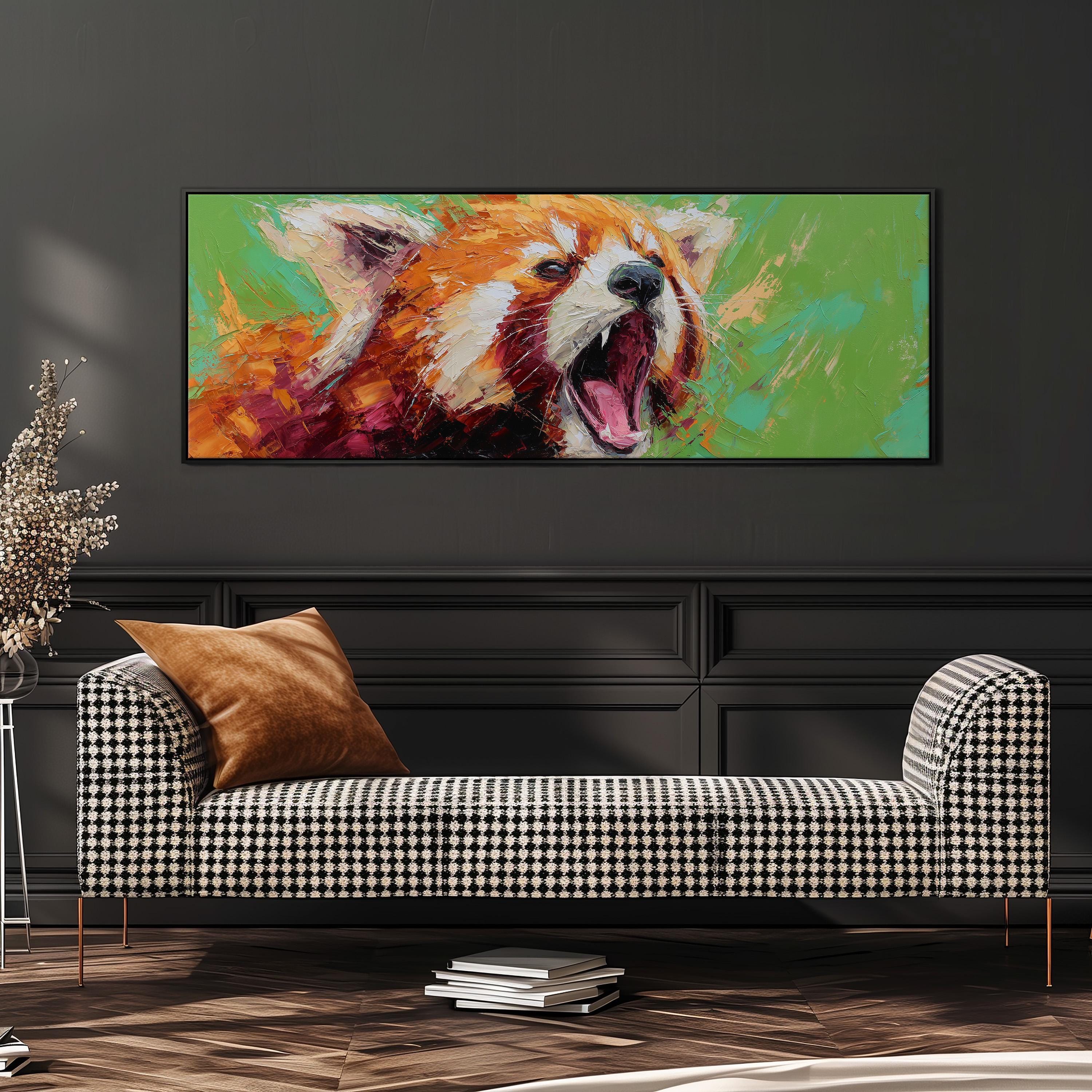 Abstract Red Panda - Wide Panoramic Canvas Art