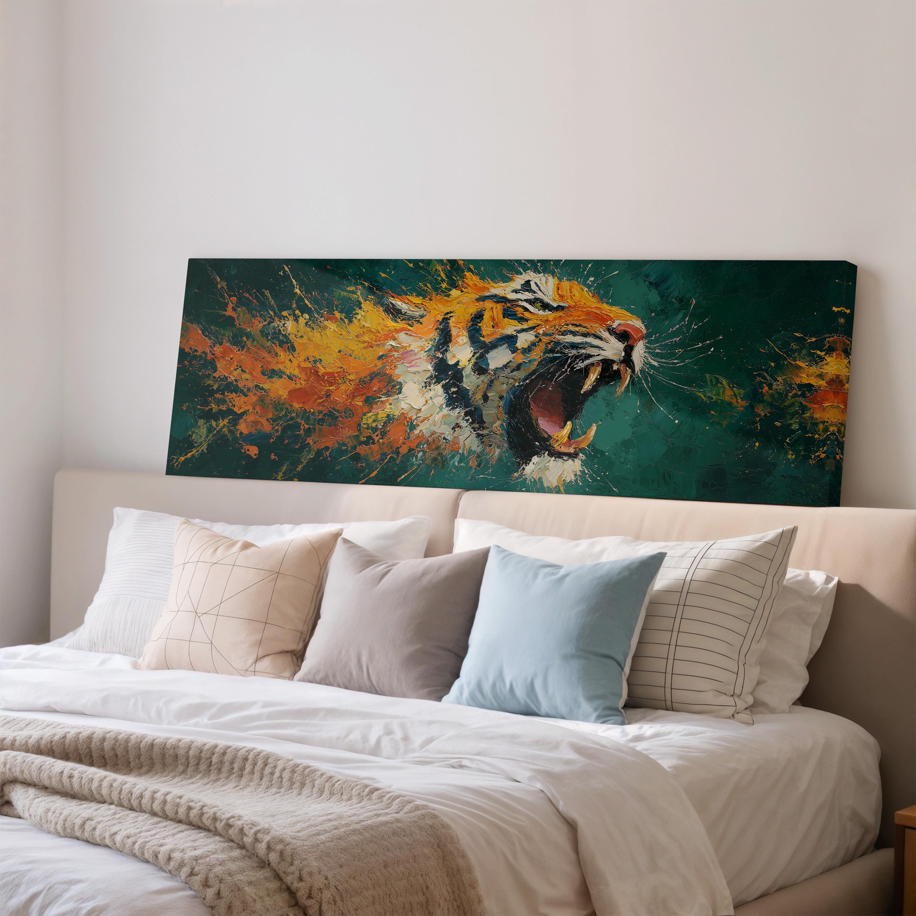 Abstract Roaring Tiger - Orange and Blue Art