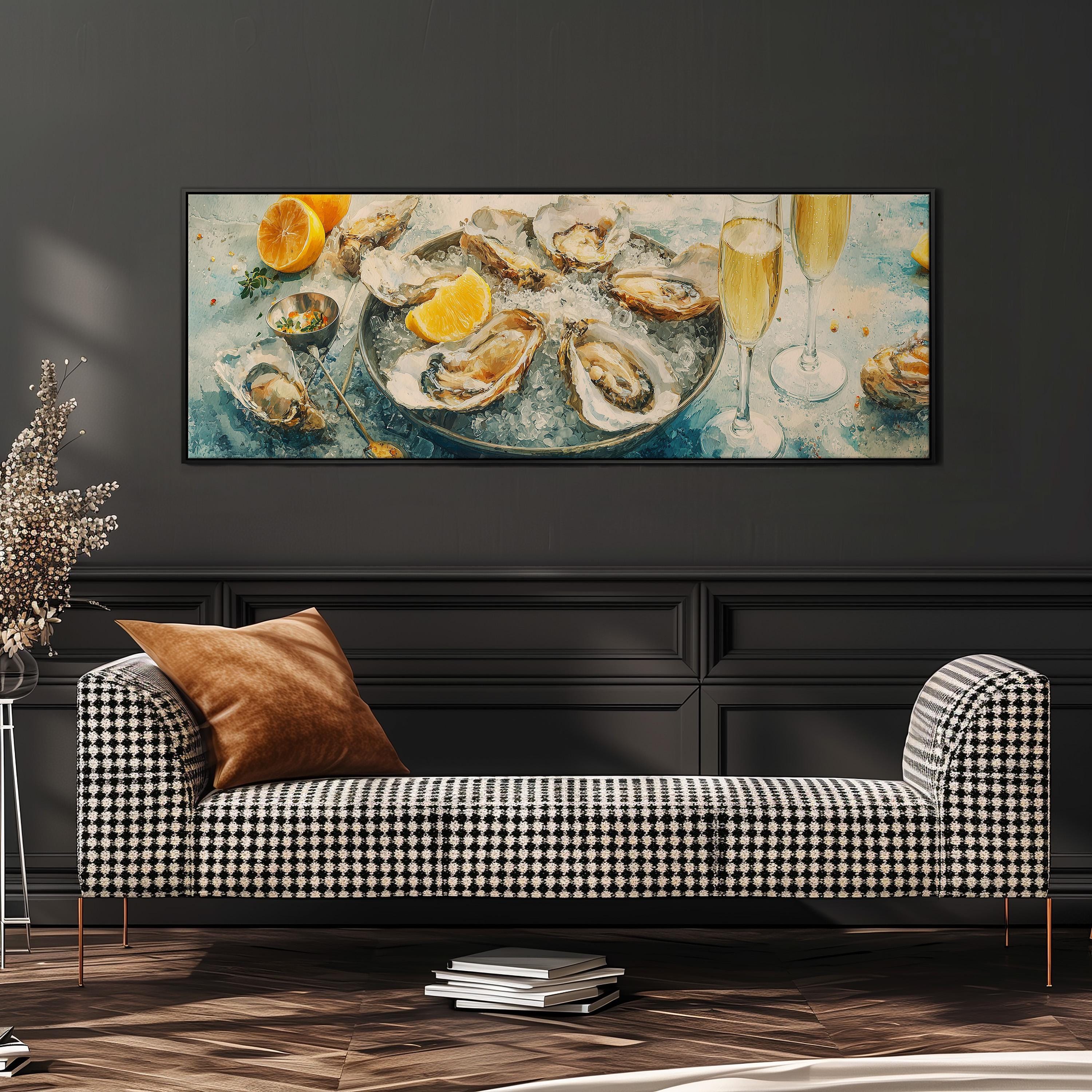 Oyster Seafood Art - Wide Panoramic Canvas