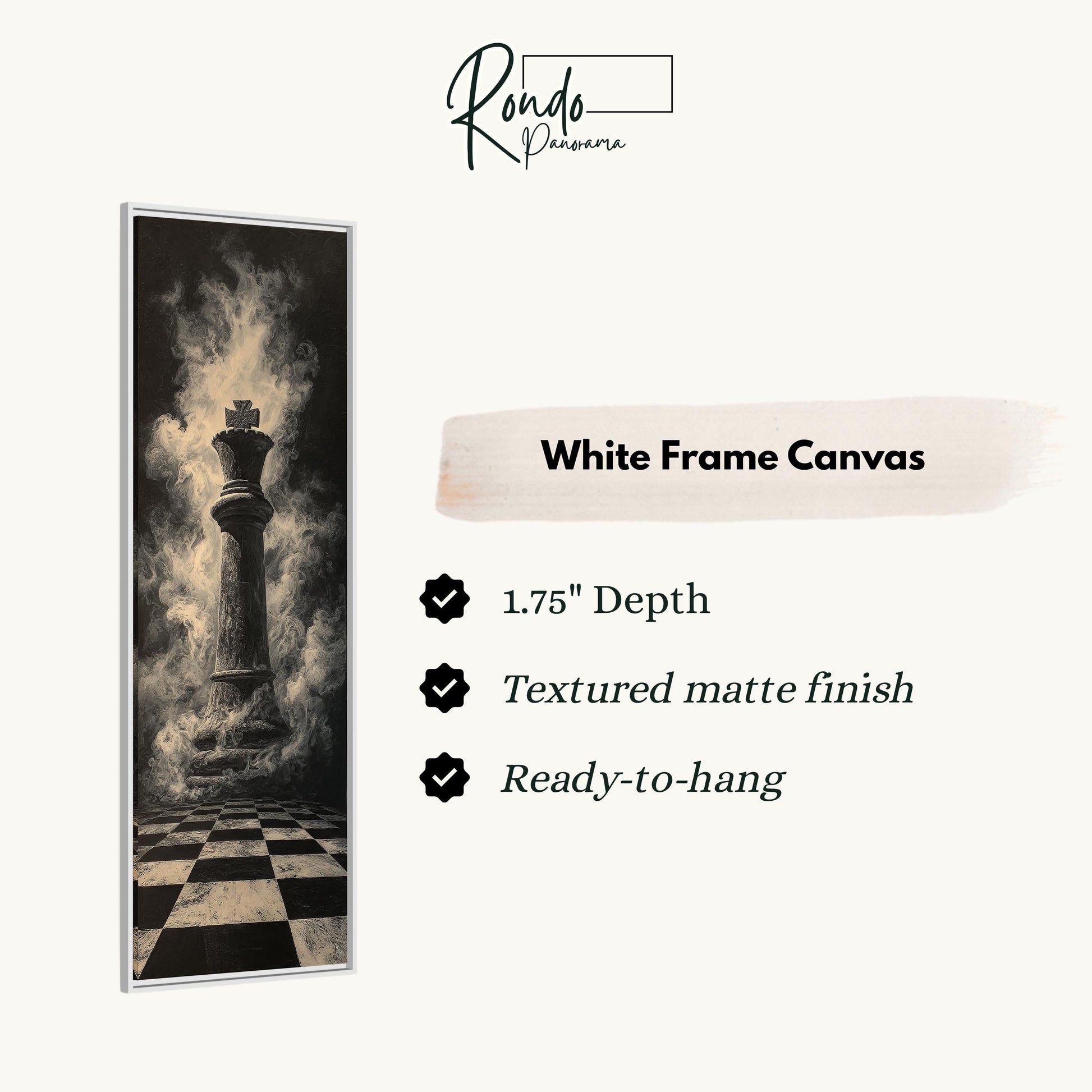 The image is a white frame canvas featuring a black and white photograph of a tall, ornate tower with smoke rising from it.