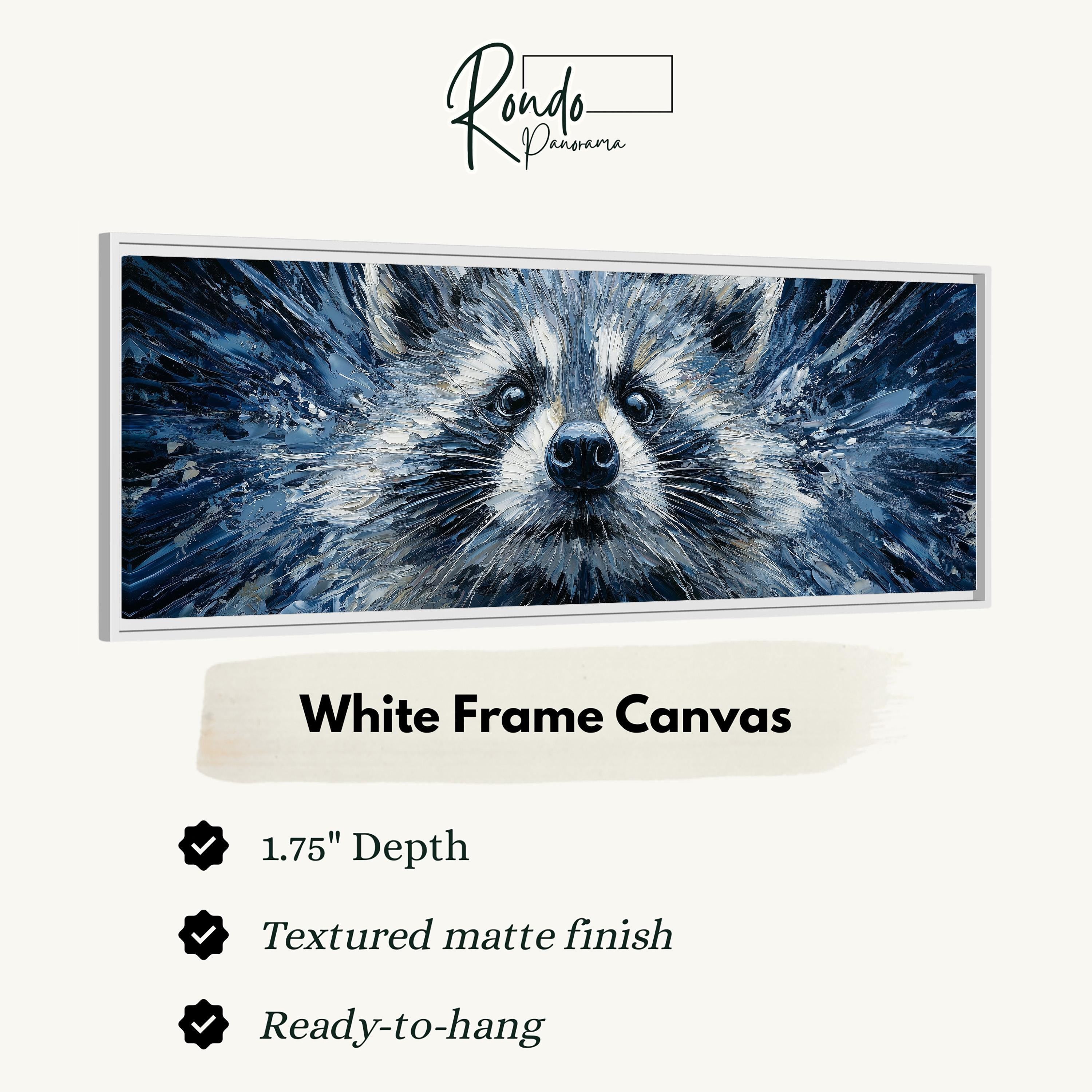 Abstract Raccoon - Wide Panoramic Canvas Art