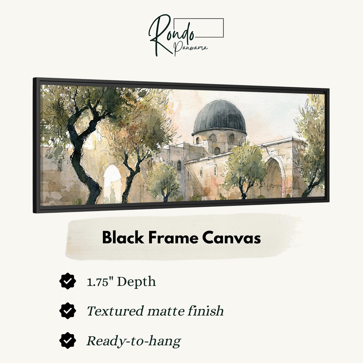 Old stone dome in a sketch style canvas print in a black floating frame