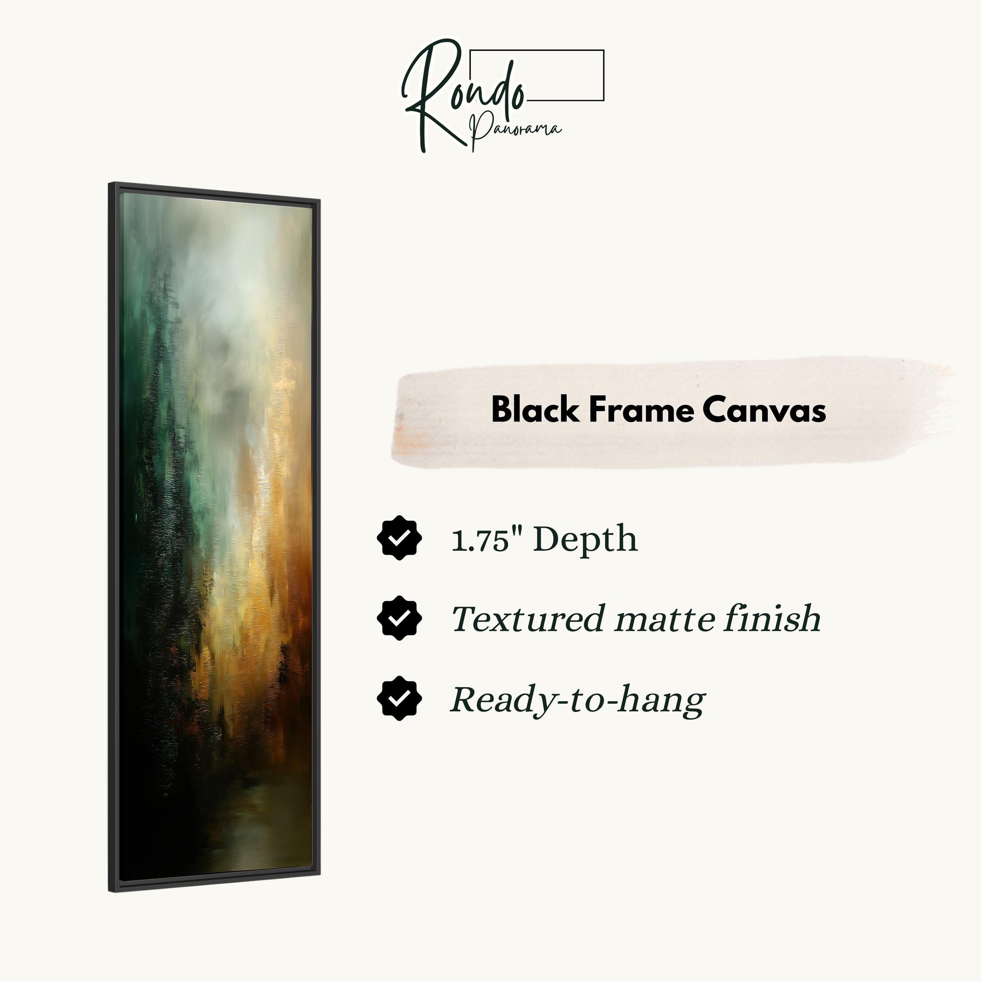 The image is a black frame canvas with a painting of a forest scene.