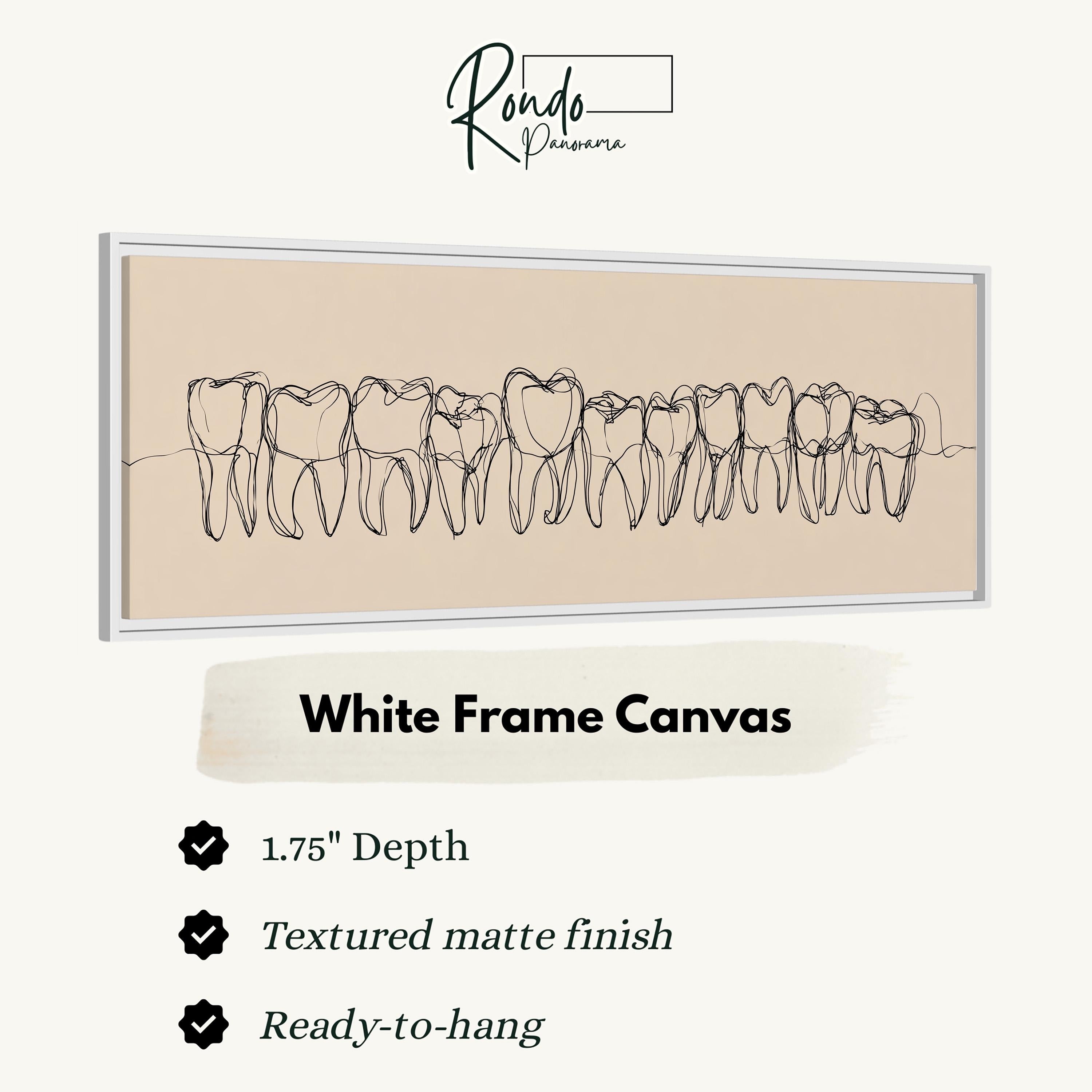 The image is a white frame canvas depicting a line drawing of teeth.