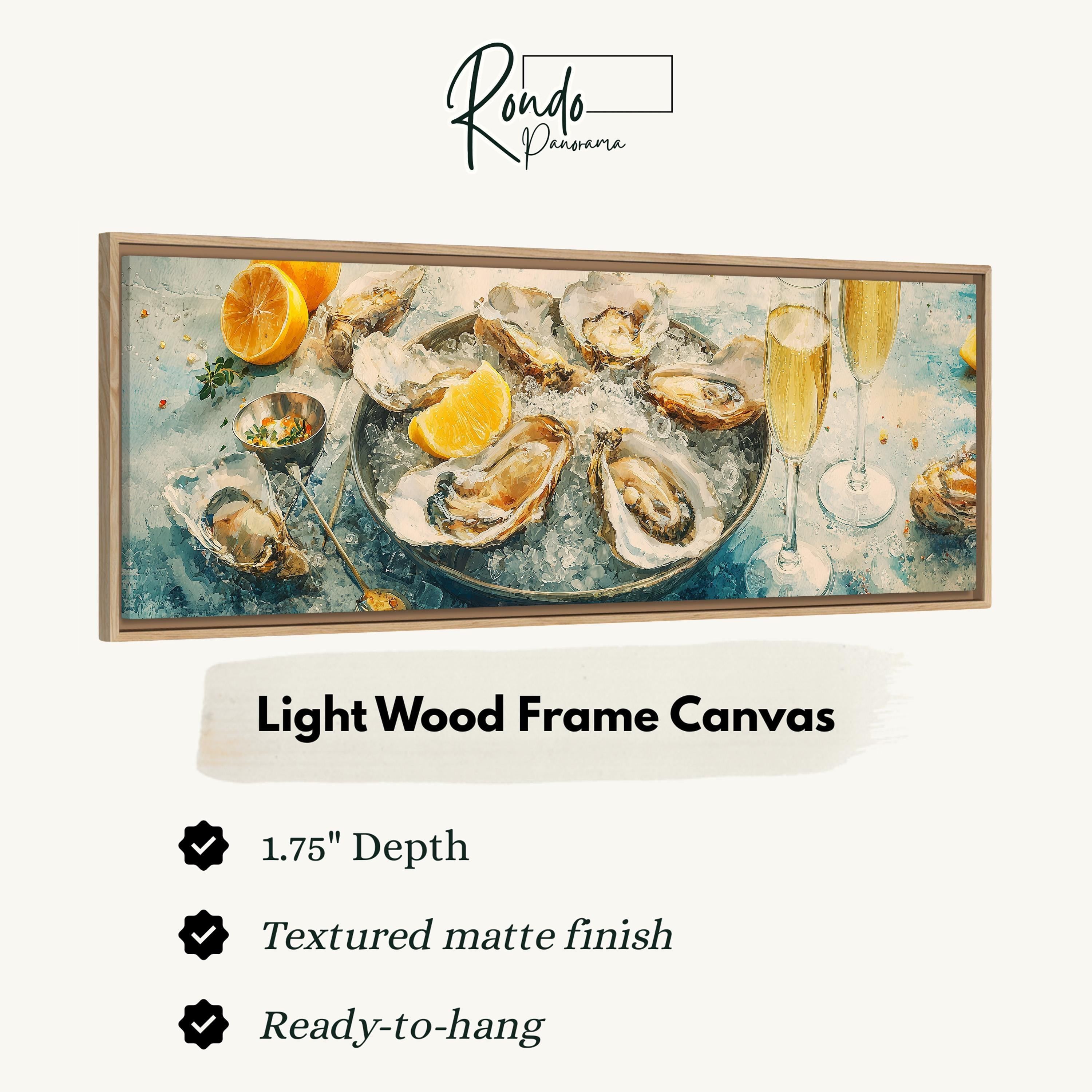 Oyster Seafood Art - Wide Panoramic Canvas