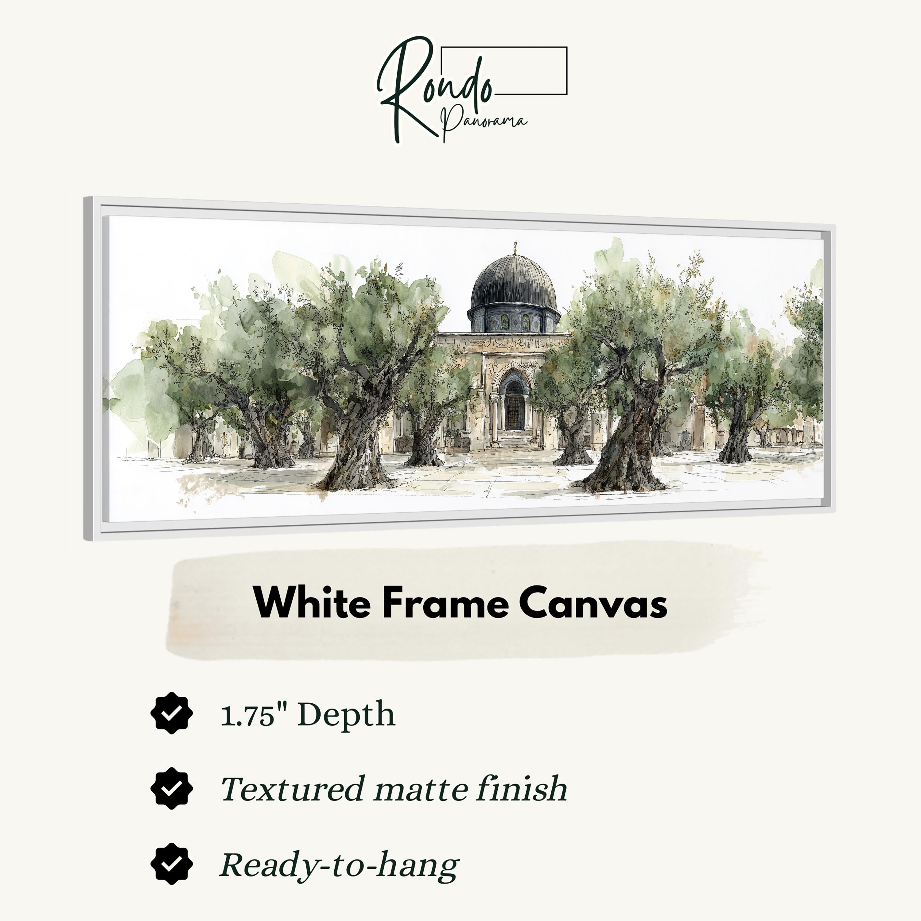 The image is a white frame canvas depicting a building with a dome surrounded by trees.