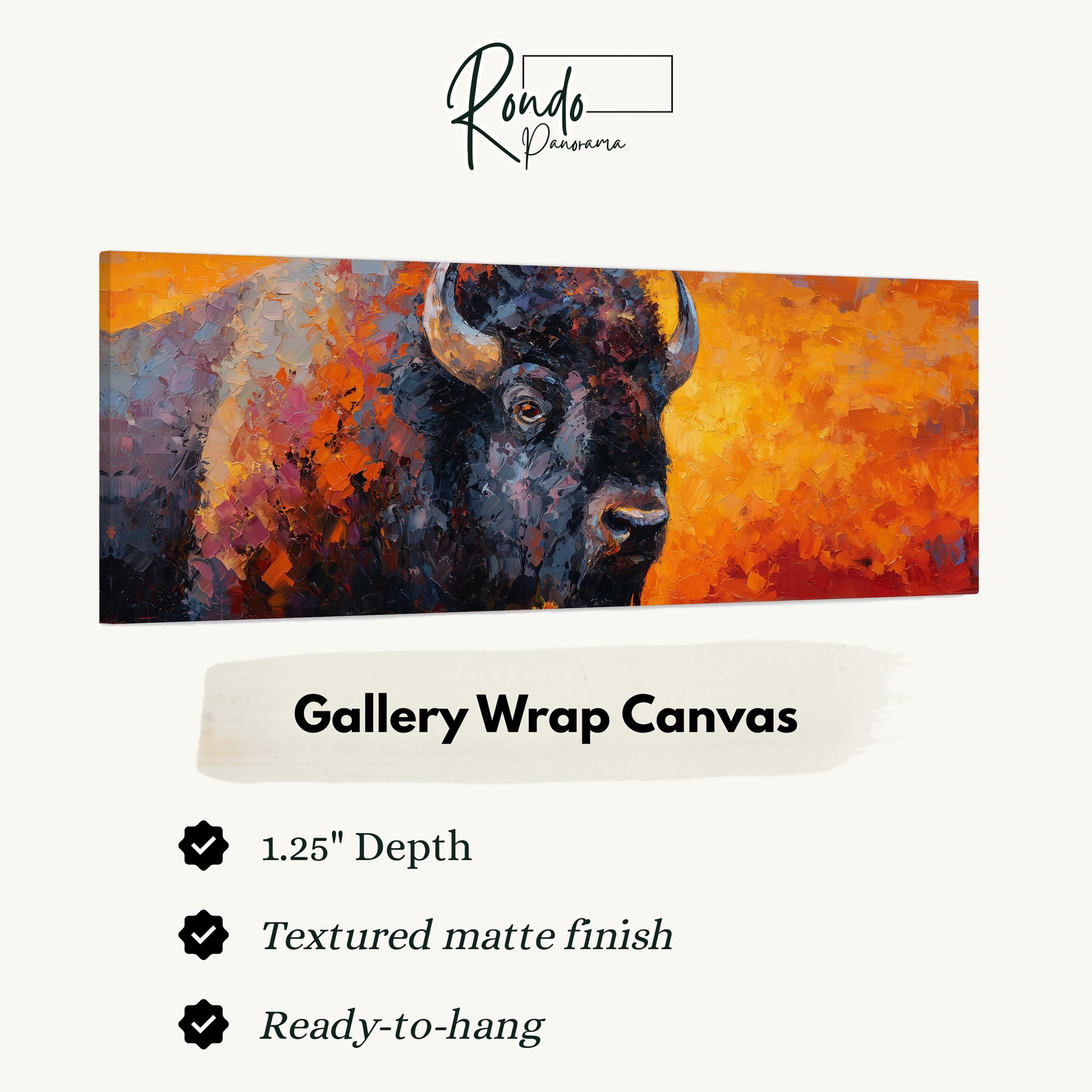 Abstract Bison - Wide Panoramic Canvas