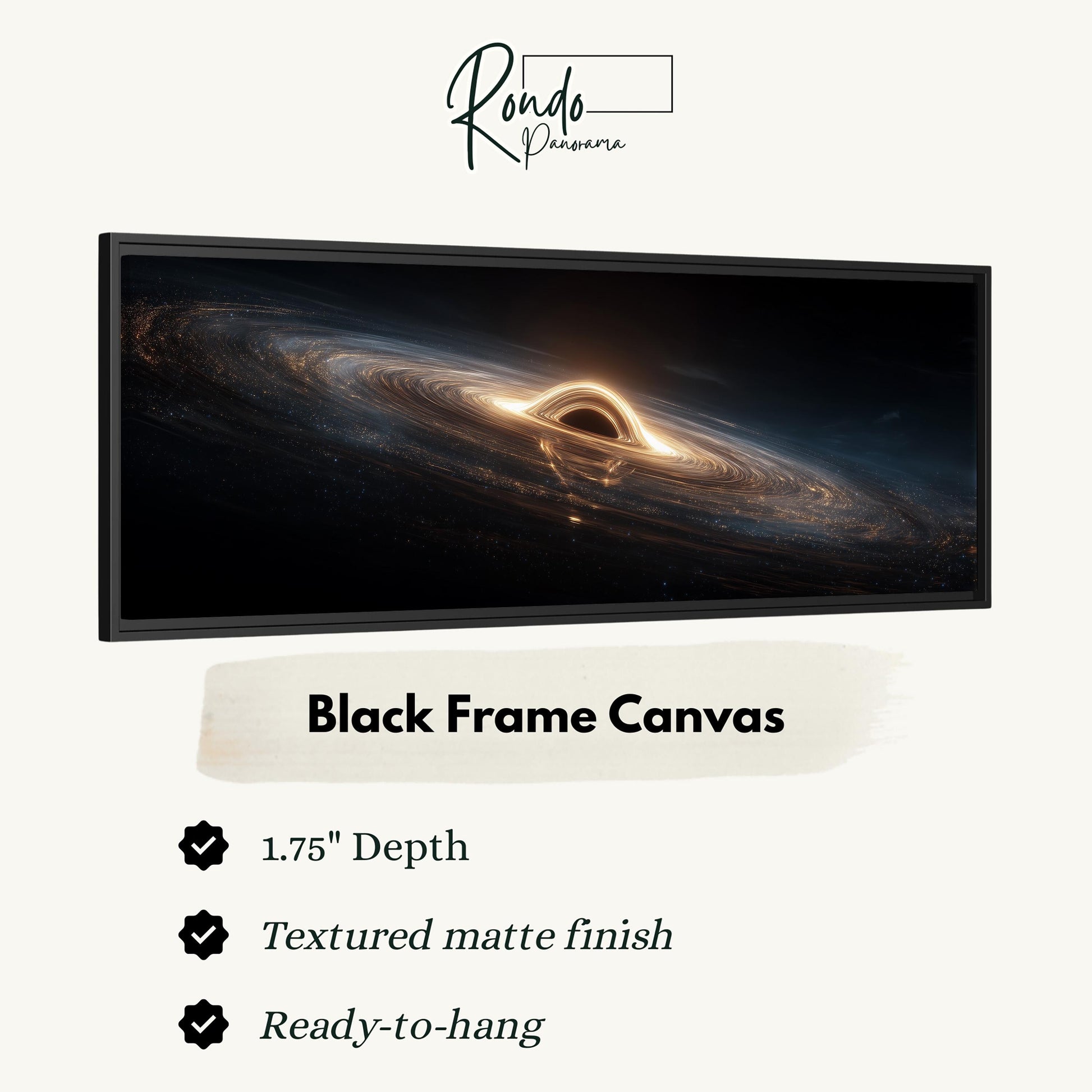 The image is a black frame canvas depicting a spiral galaxy with a bright center, possibly a black hole.