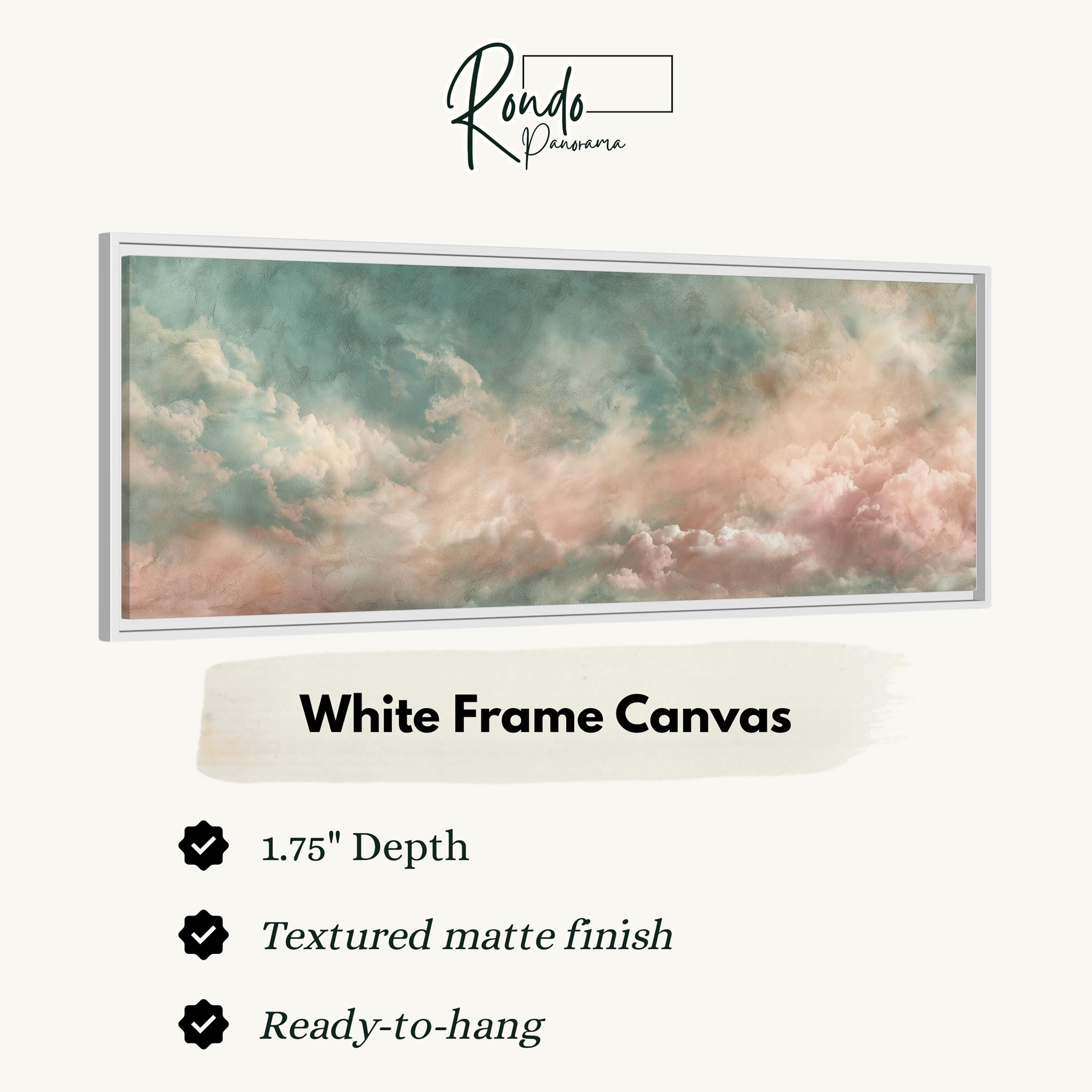 The image is a white frame canvas depicting a cloudy sky with a textured finish.