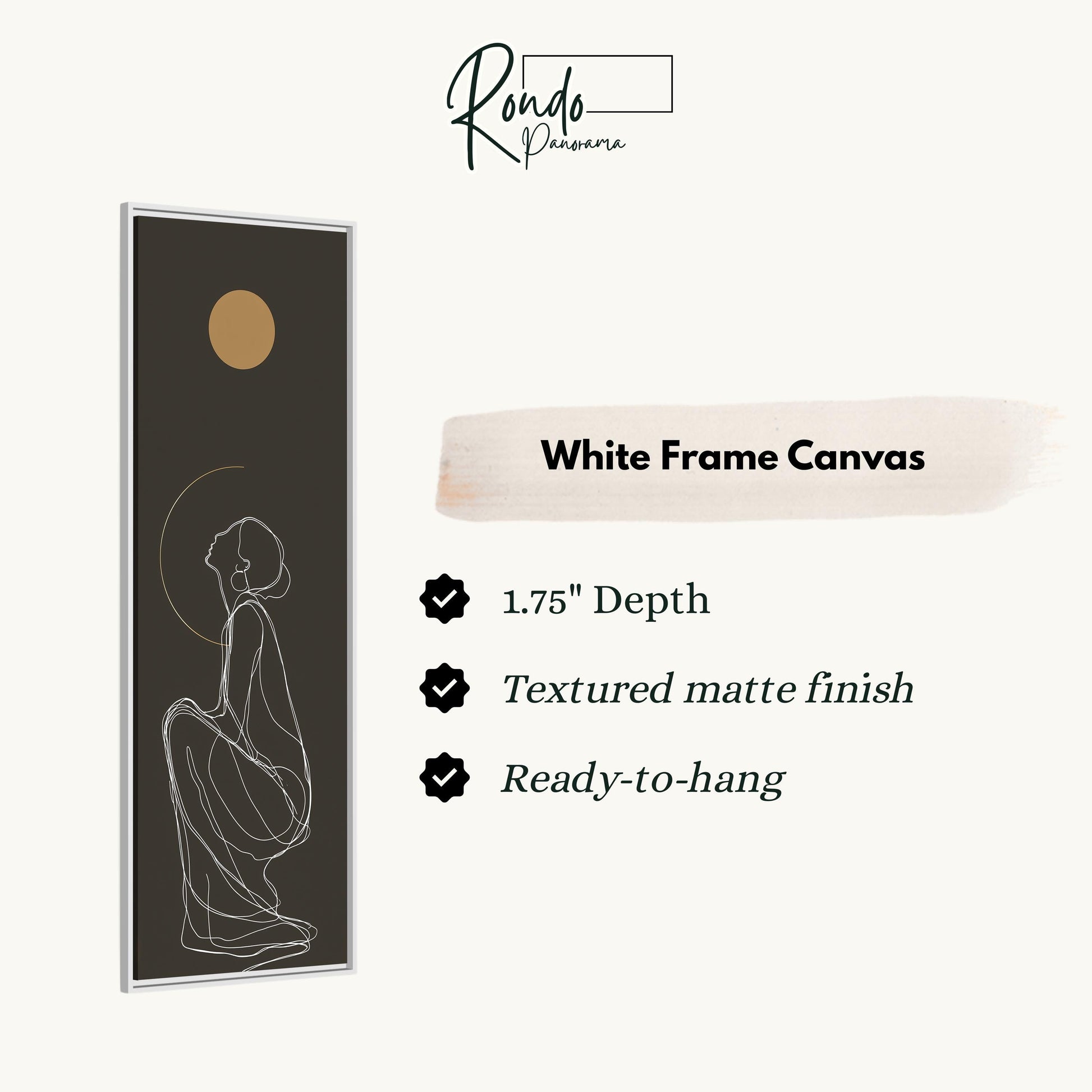 The image is a white frame canvas with a simple line drawing of a woman.