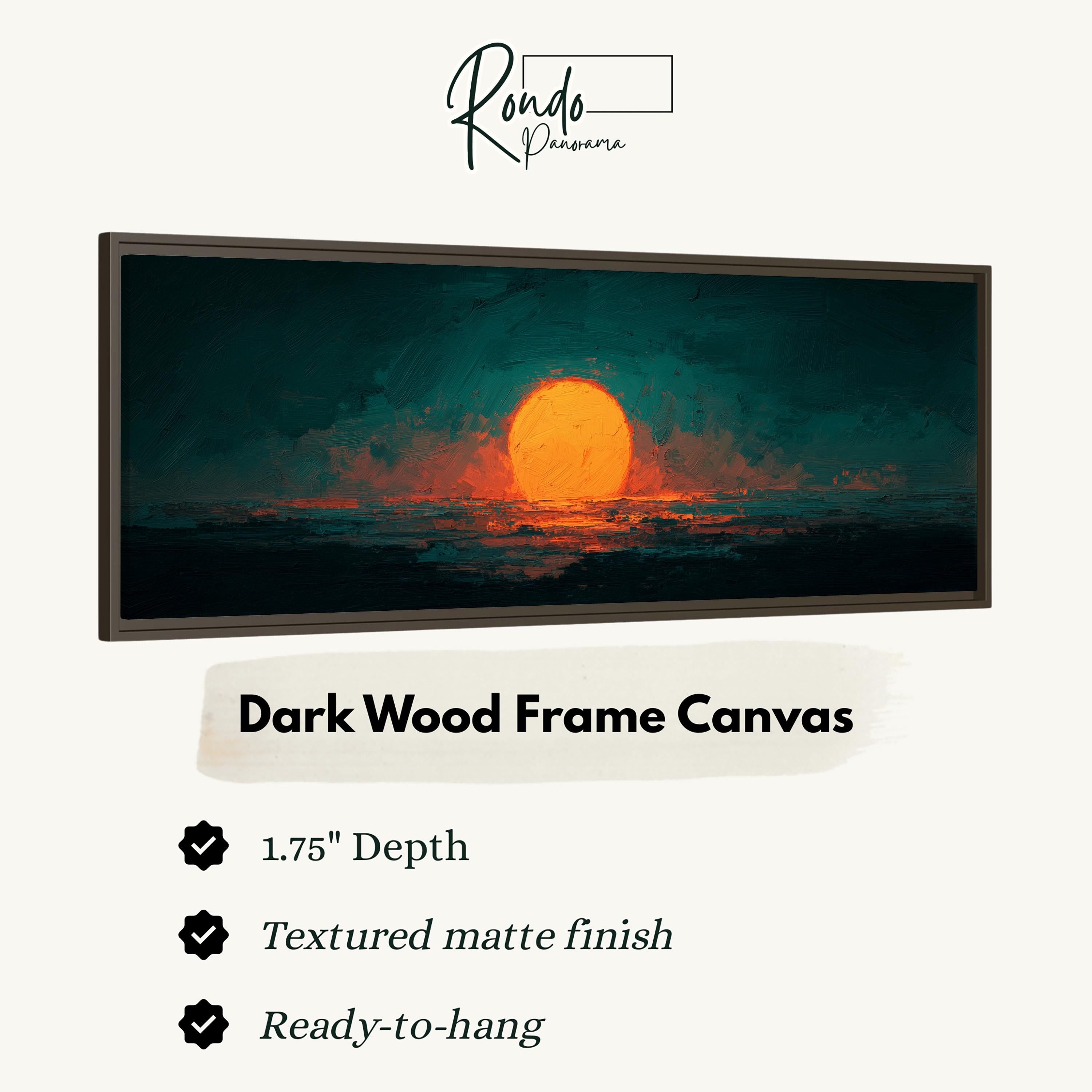 Moody Abstract Sunset - Long Panoramic Framed Canvas Art