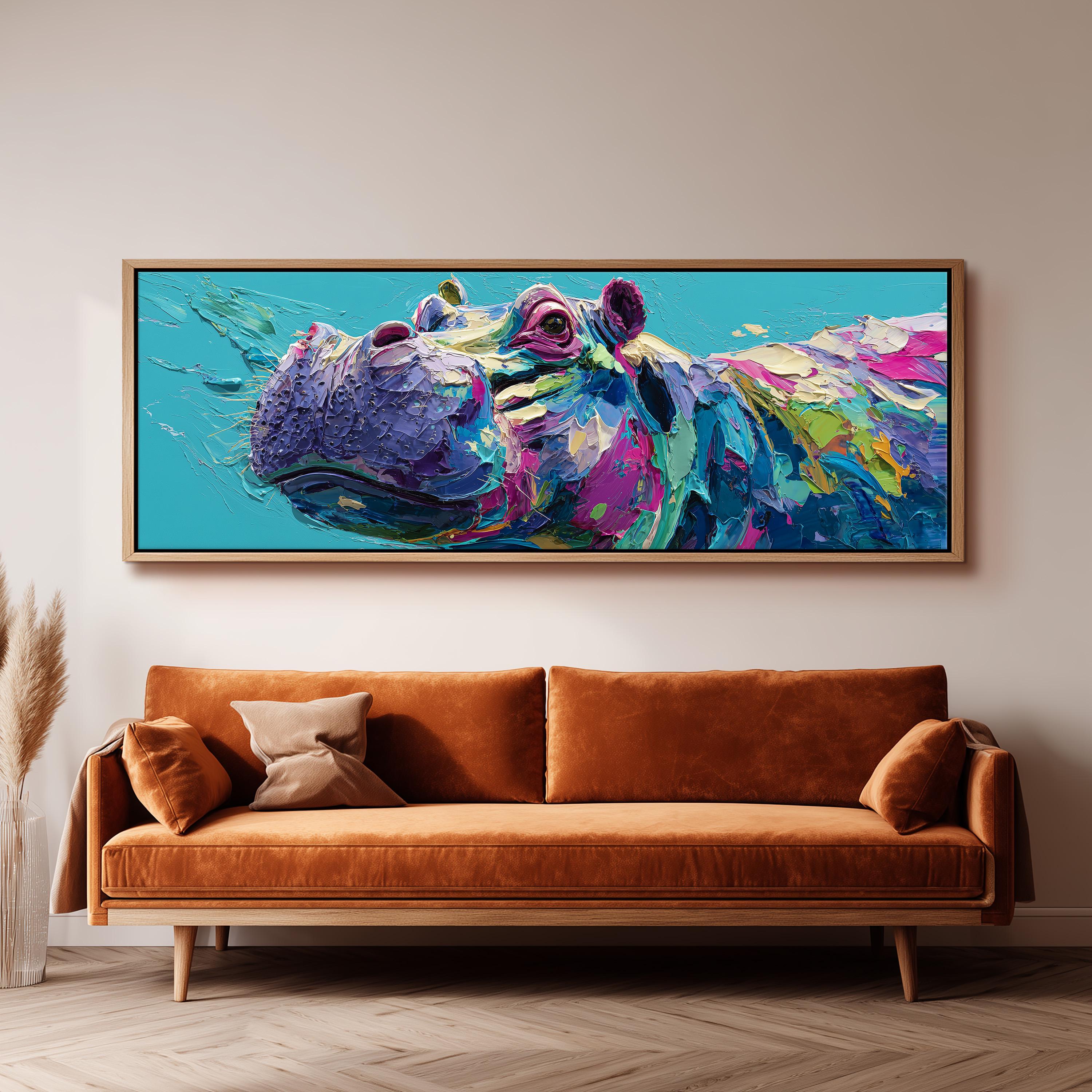 Abstract Hippo - Wide Panoramic Canvas