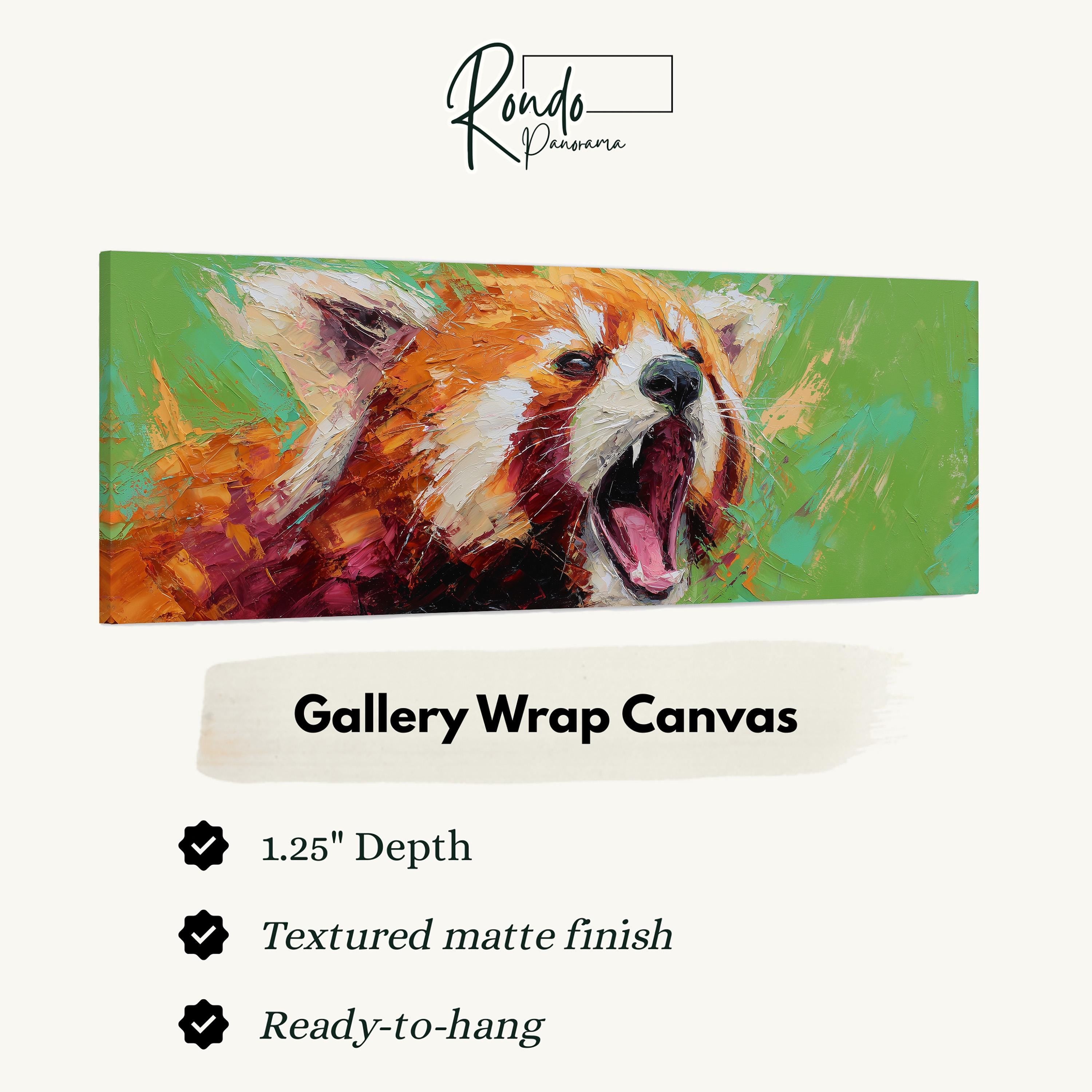 Abstract Red Panda - Wide Panoramic Canvas Art