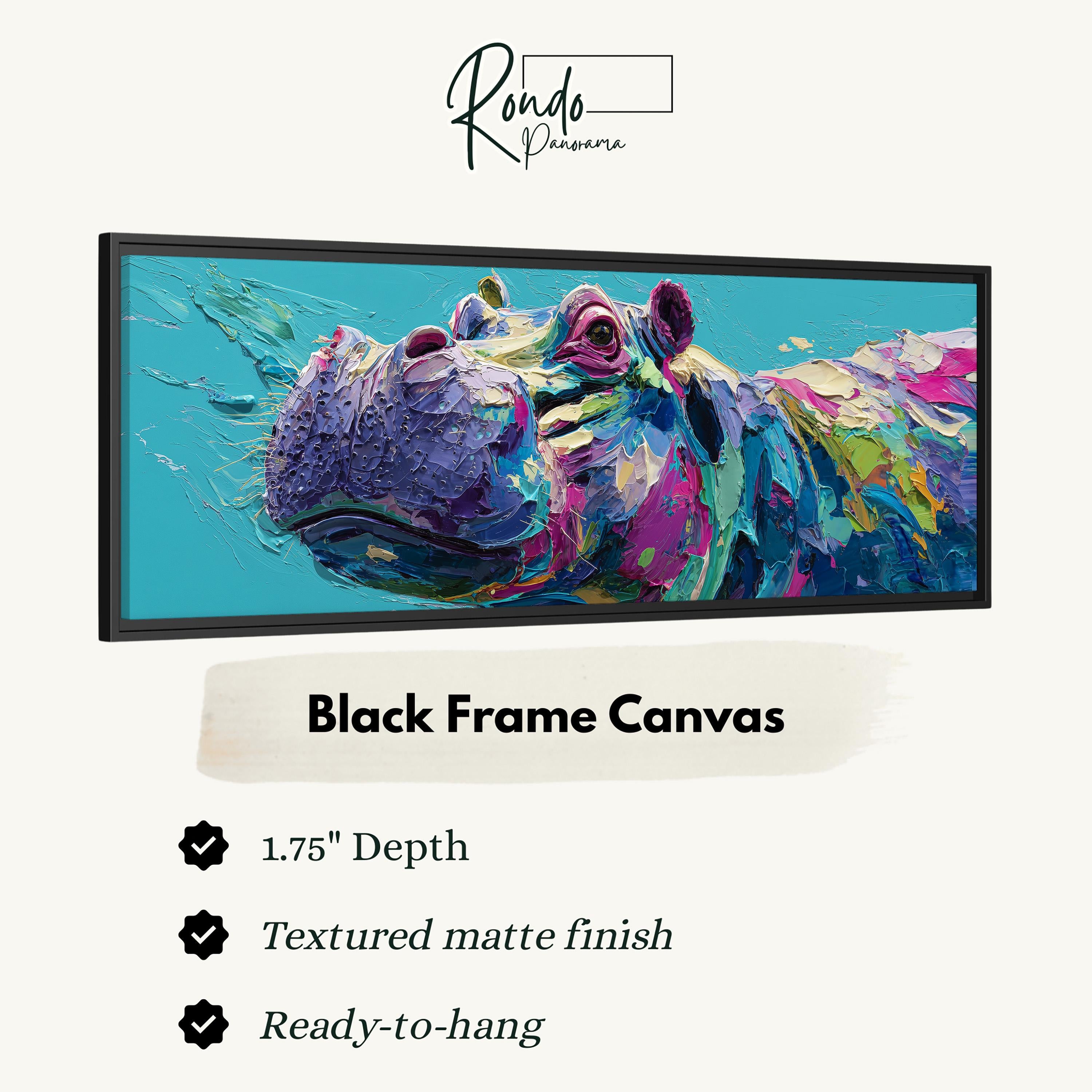 Abstract Hippo - Wide Panoramic Canvas