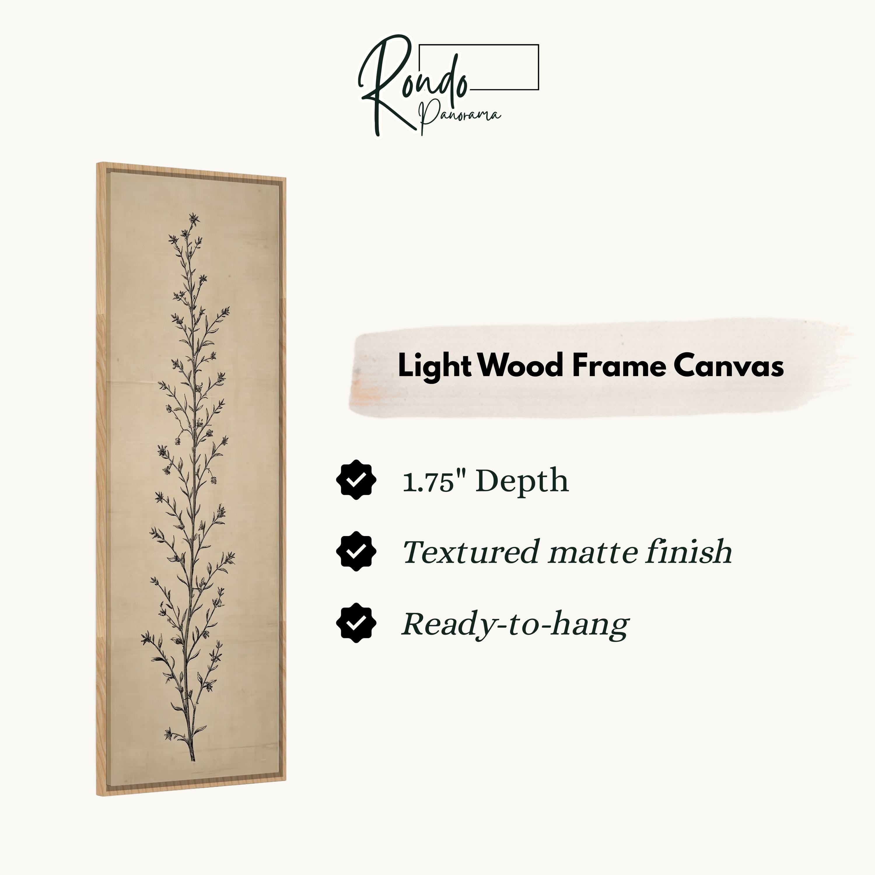 The image is a light wood frame canvas with a vertical line design on it.