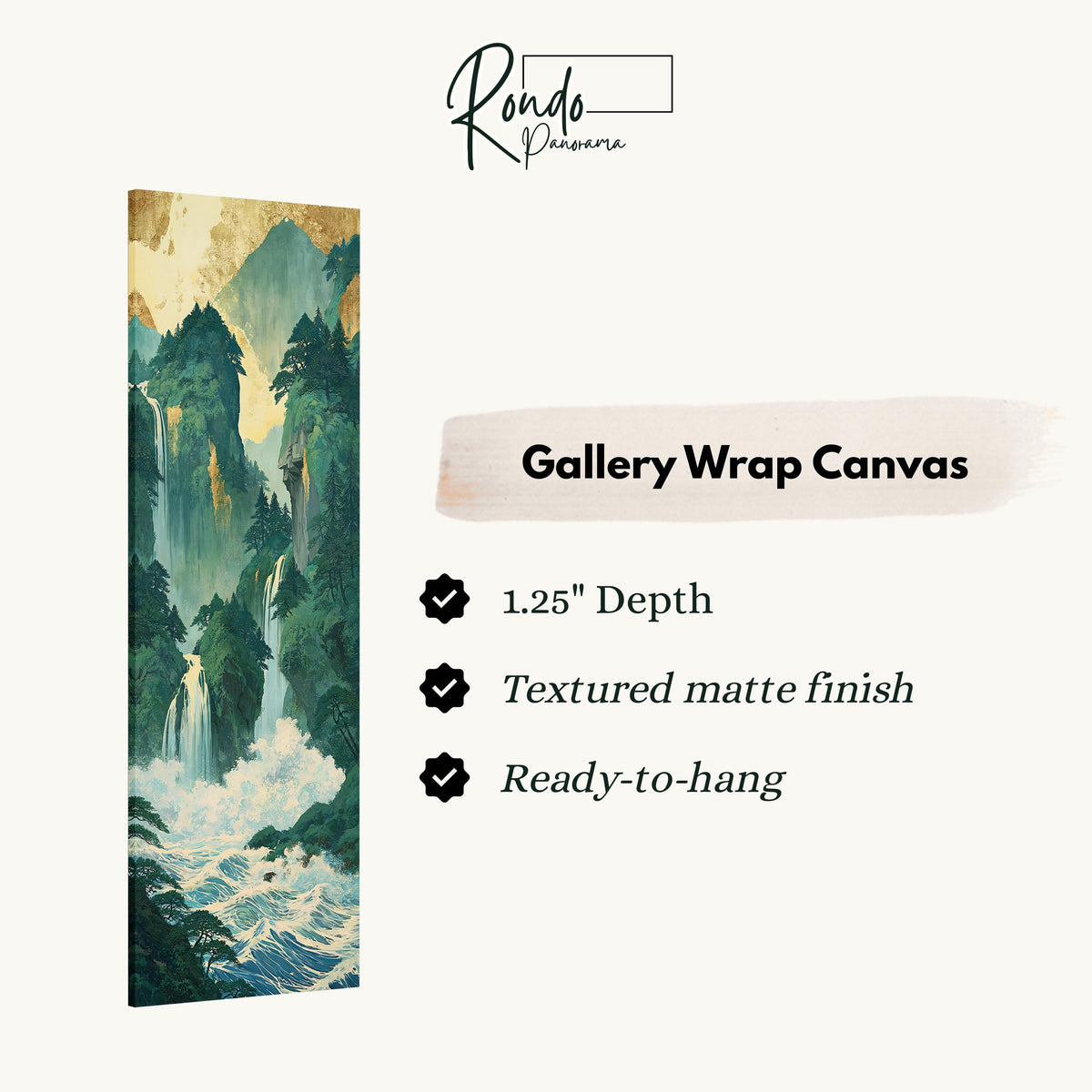 Emerald waterfall gorge gallery wrap canvas with the image wrapped around the edges