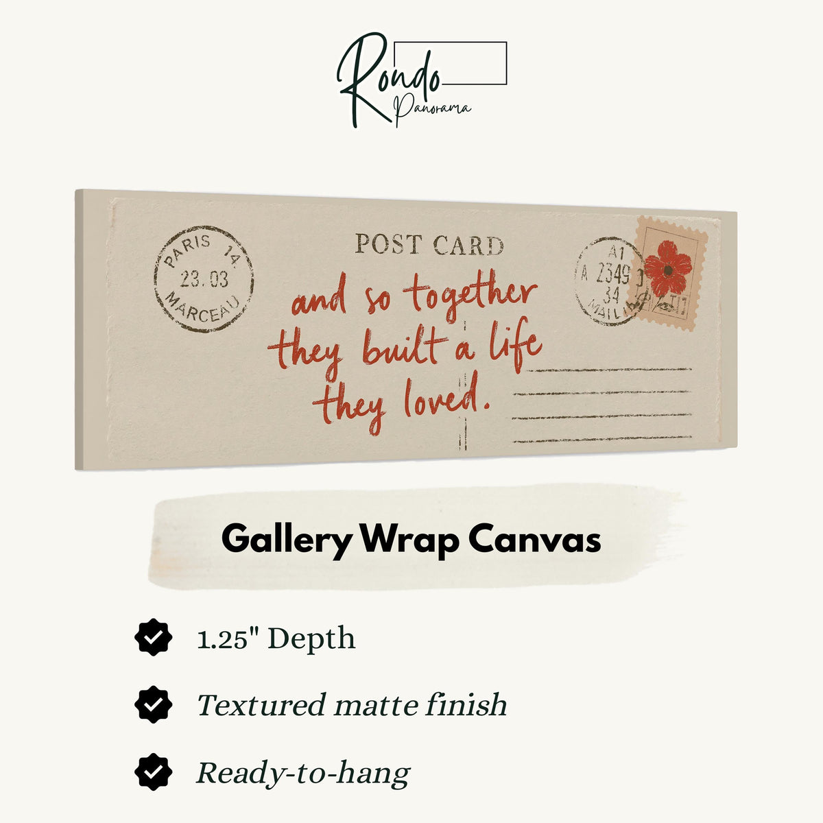 Paris postcard saying and so together they built a life they loved gallery wrap canvas with the image wrapped around the edges