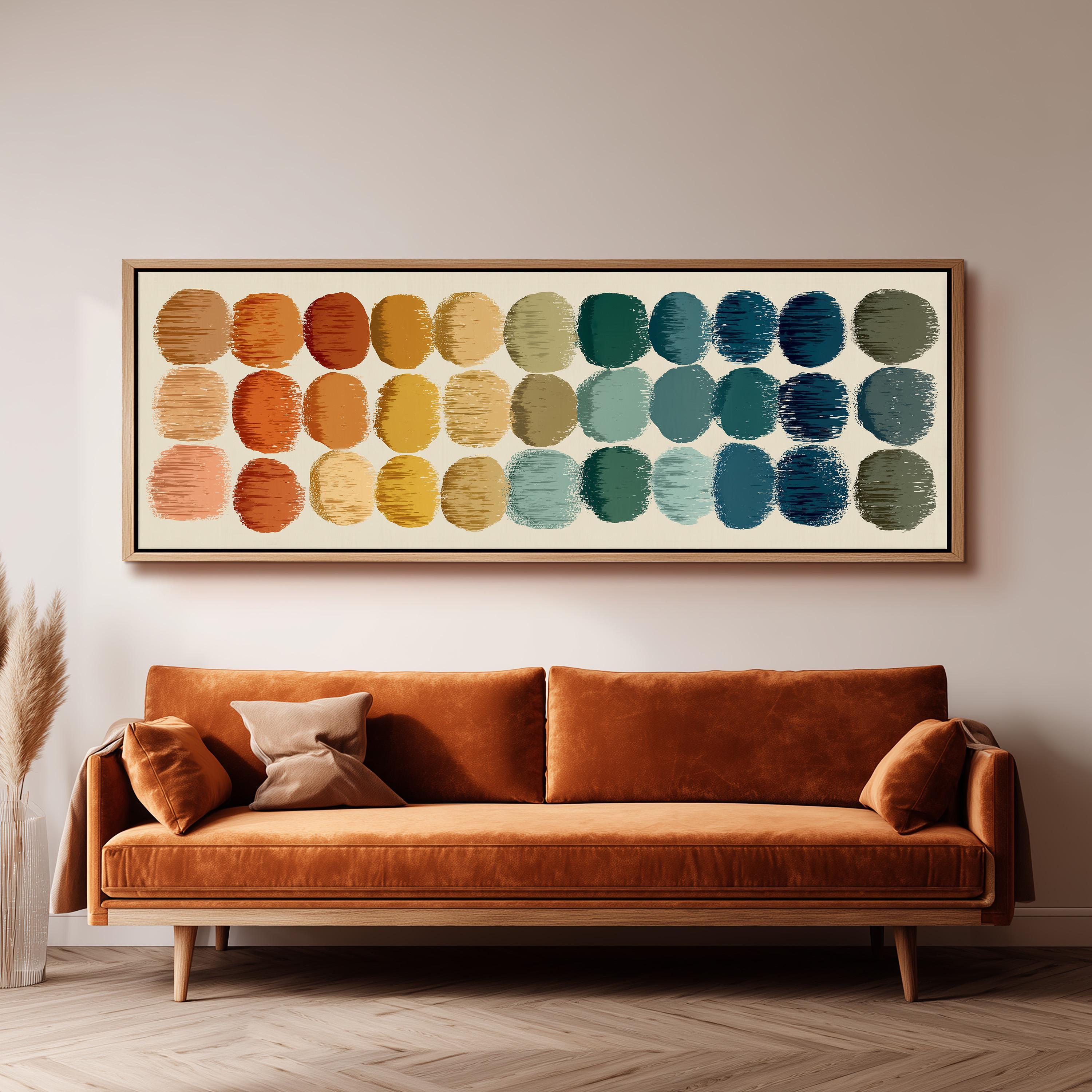 Mid Century Modern Circles - Wide Panoramic Canvas