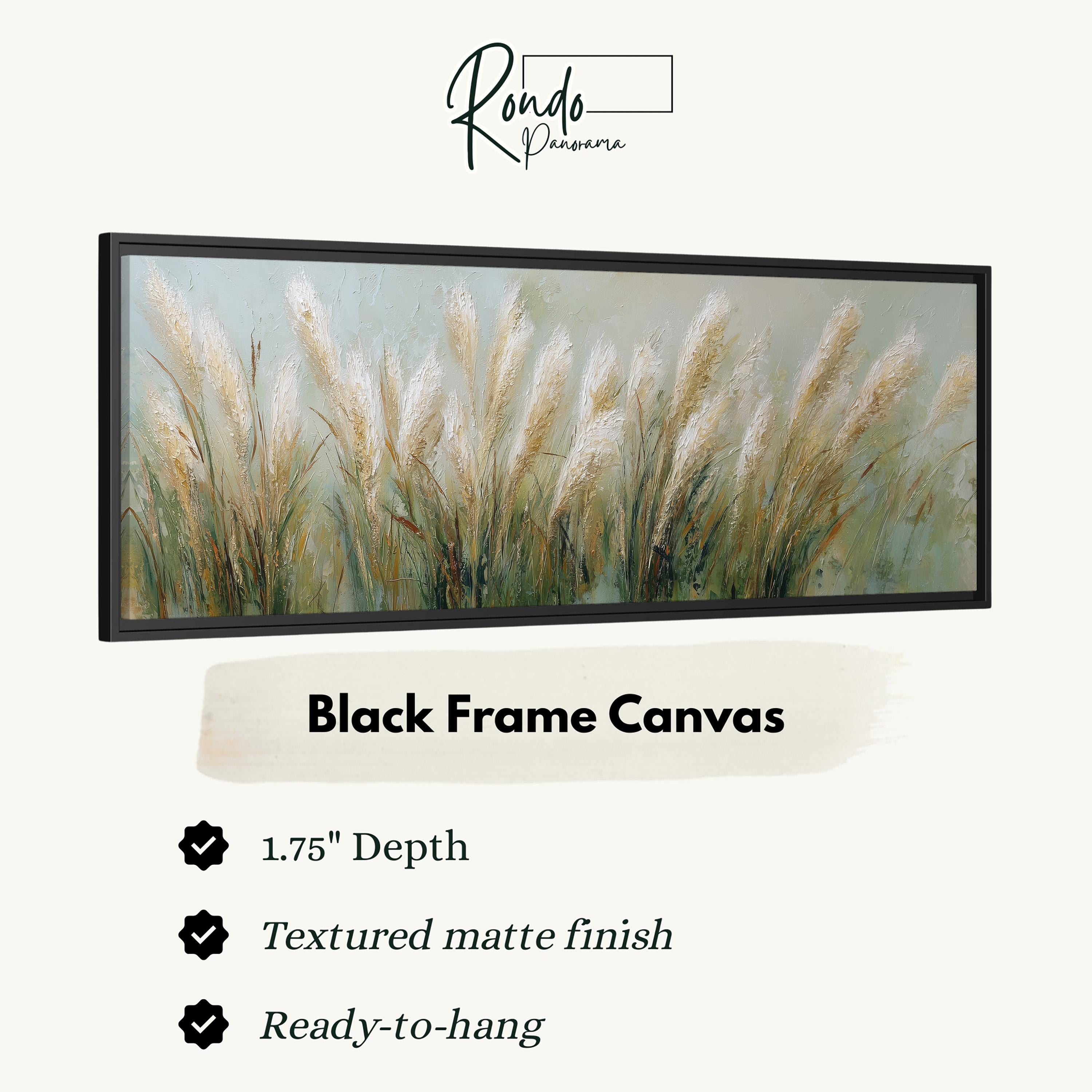 The image is a black frame canvas depicting a field of tall grasses.