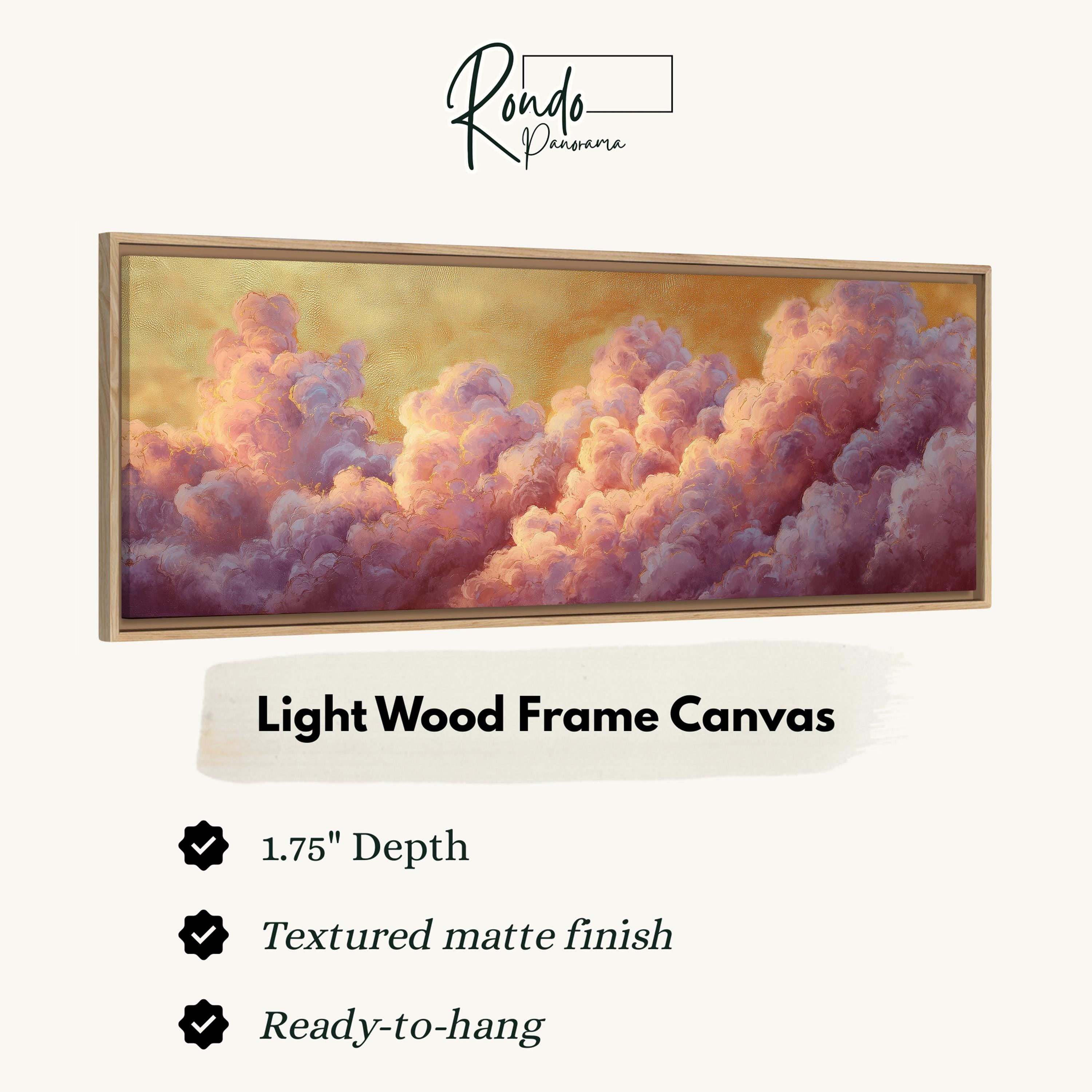 The image is a framed artwork depicting a painting of clouds in the sky.